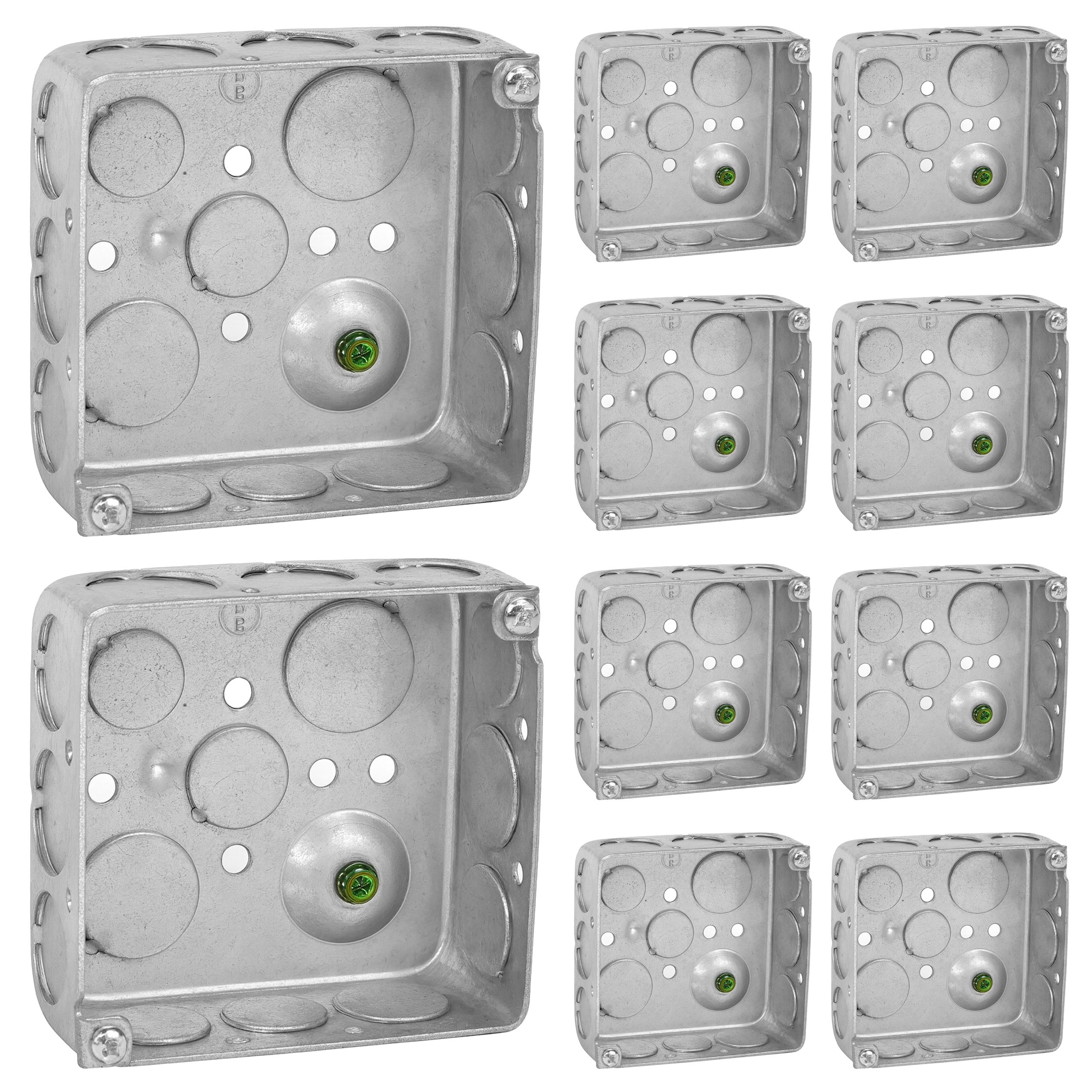 OHLECTRIC  4x4 Electrical Junction Boxes 10 Pack 1 1 2 Inch Deep 21 Cu in Heavy Duty 4 Inch Metal Outlet Boxes Steel Electrical Box for Dual Duplex Receptacles Industrial Grade Square Electrical Box