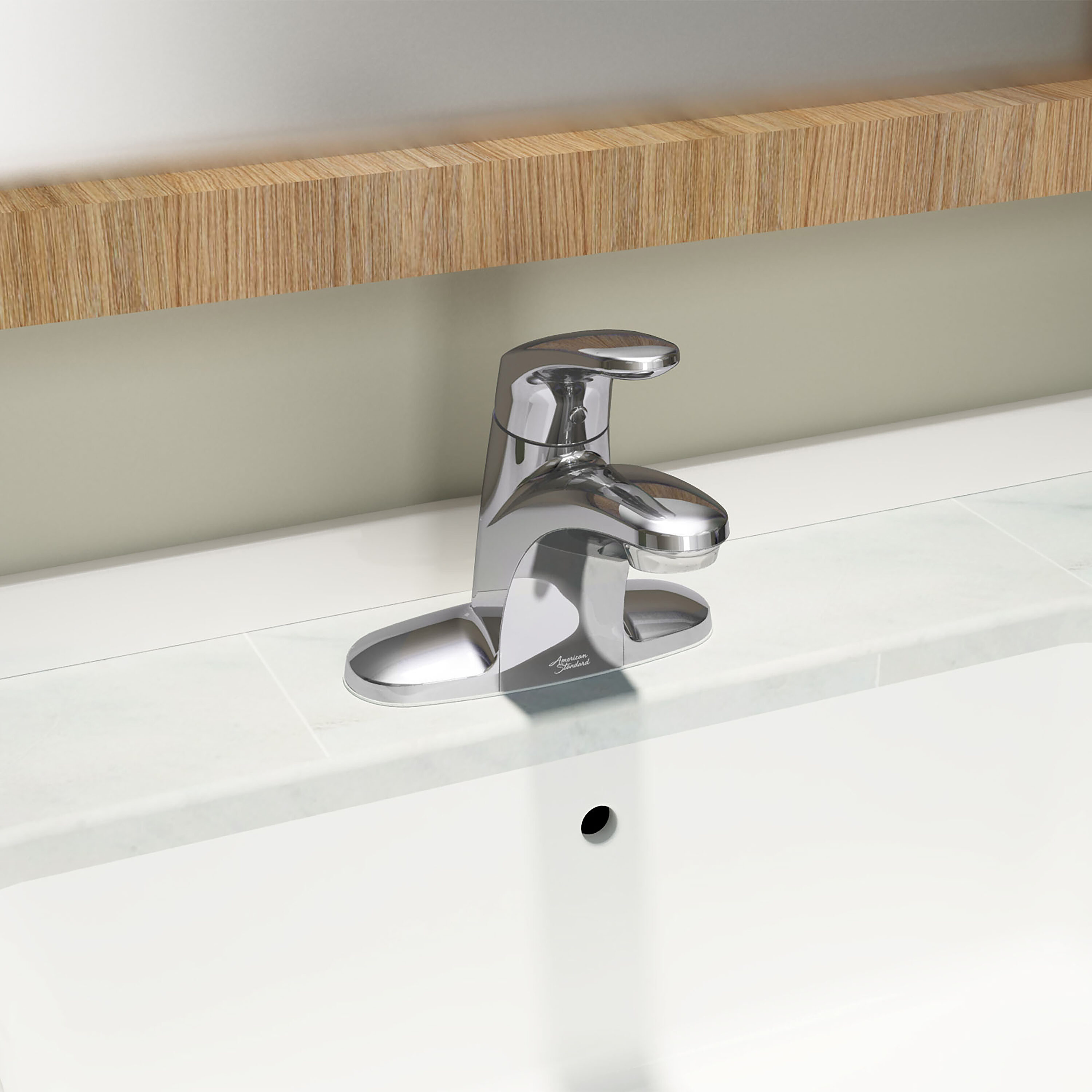 Polished Chrome Single-Handle Centerset Bathroom Faucet