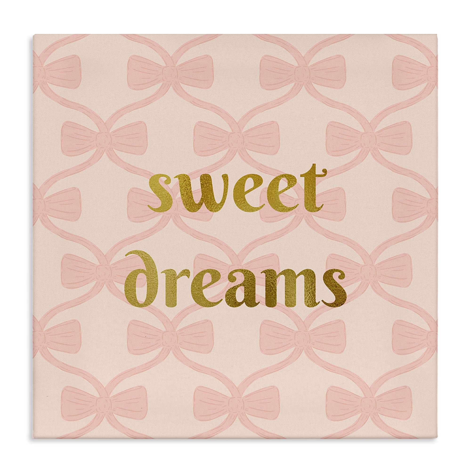 Stupell Industries BT-508-CN-36X36 Pastel Bows and Sweet Dreams Canvas Wall Art By Sazerelli Designs 36 x 36