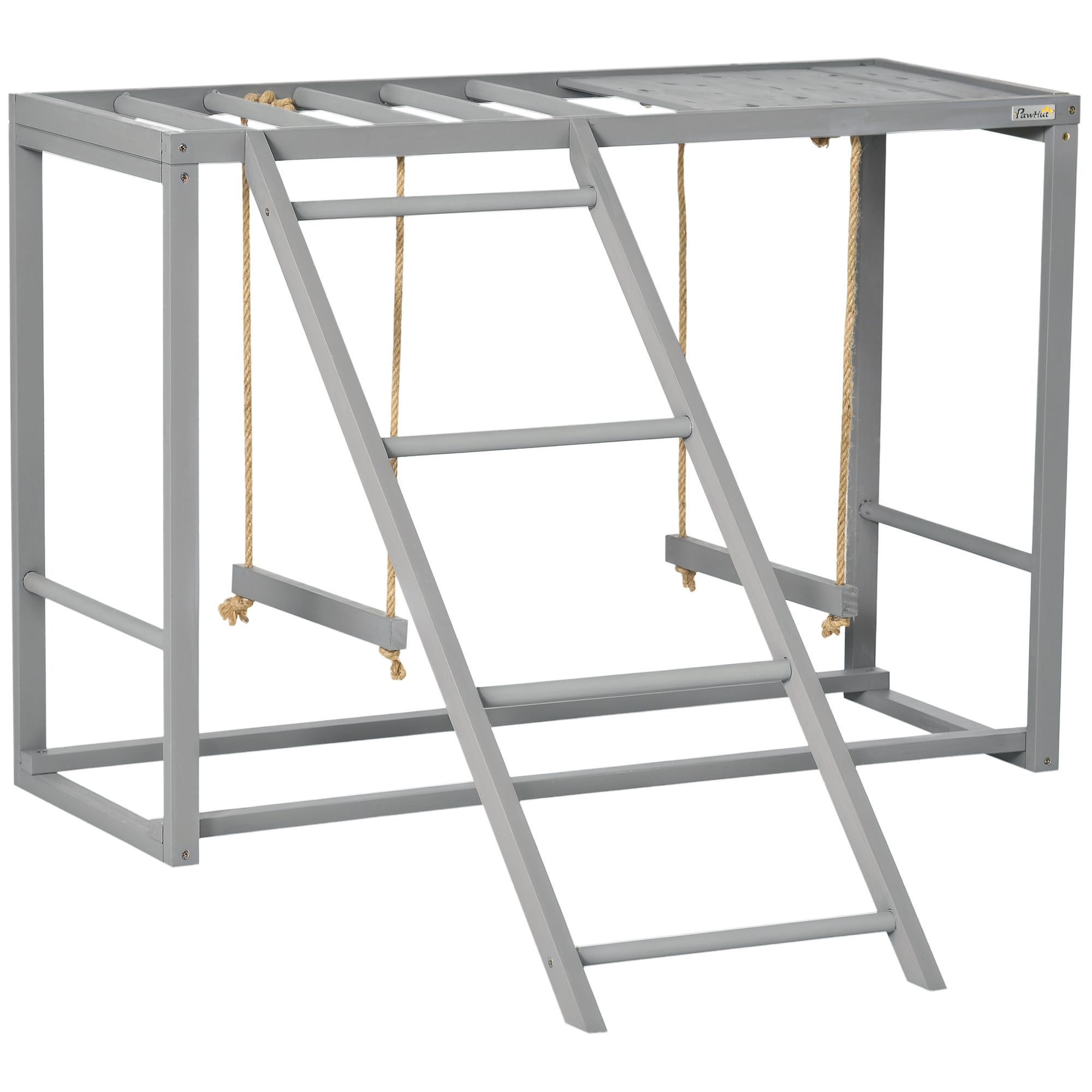 PawHut D51-351V00GY Chicken Activity Play Swing Perches Ladder Gray​
