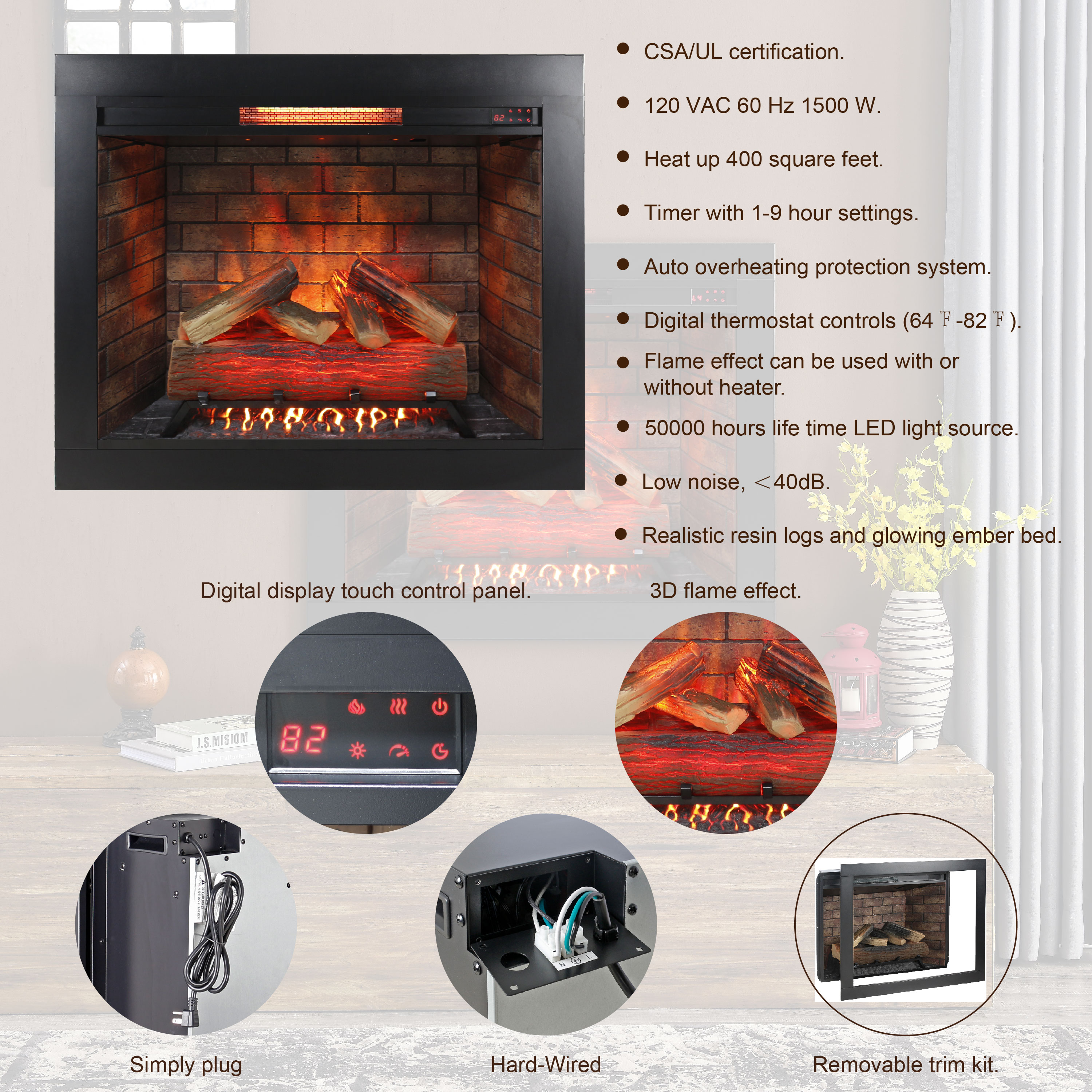 Tatayosi JJ-9P252988 Electric-Fireplace-Fireboxes - View #3