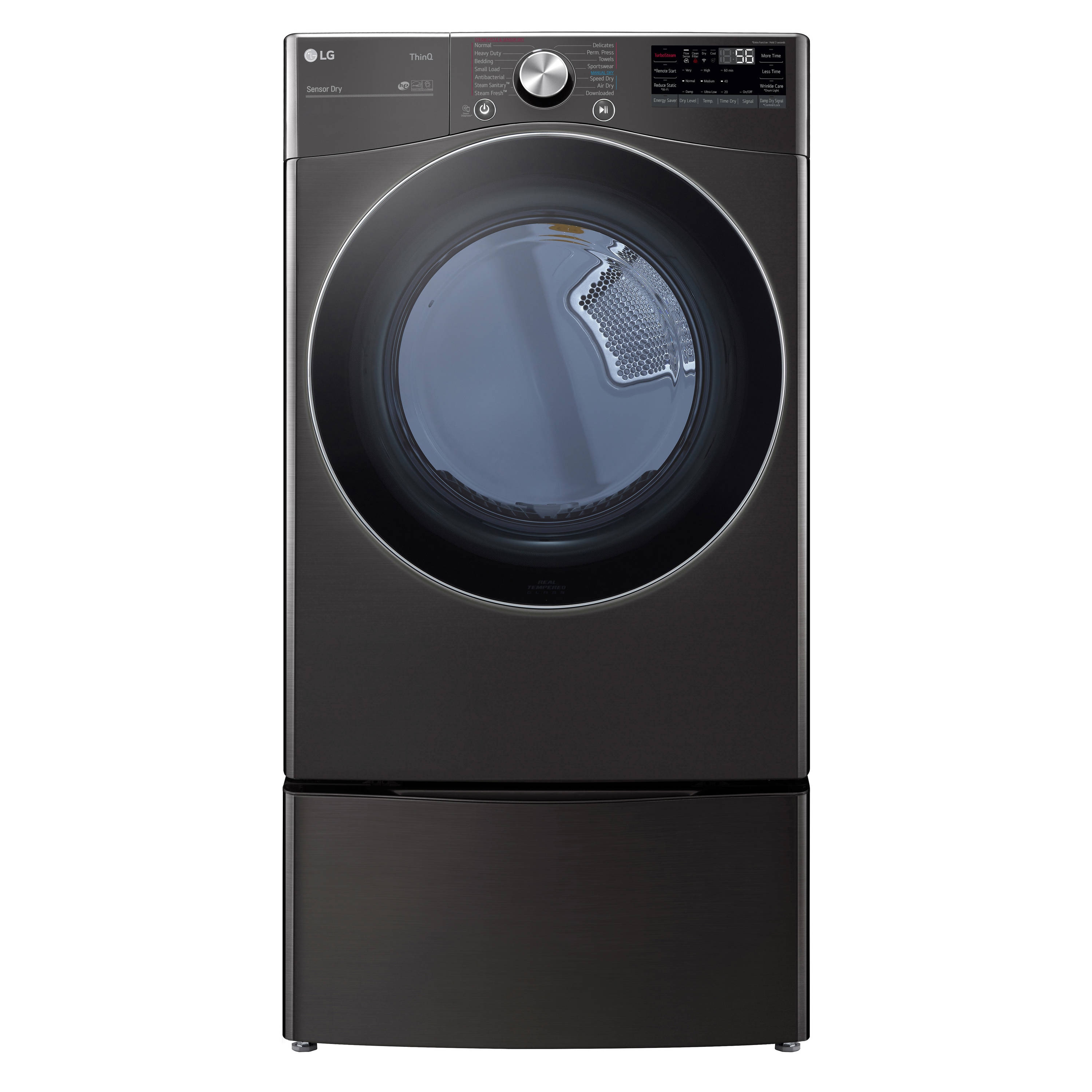 LG LG 9.0 Cu. ft. Mega Capacity Smart Wi-Fi Enabled Front Load GAS Dryer with TurboSteam and Built- inch - Black