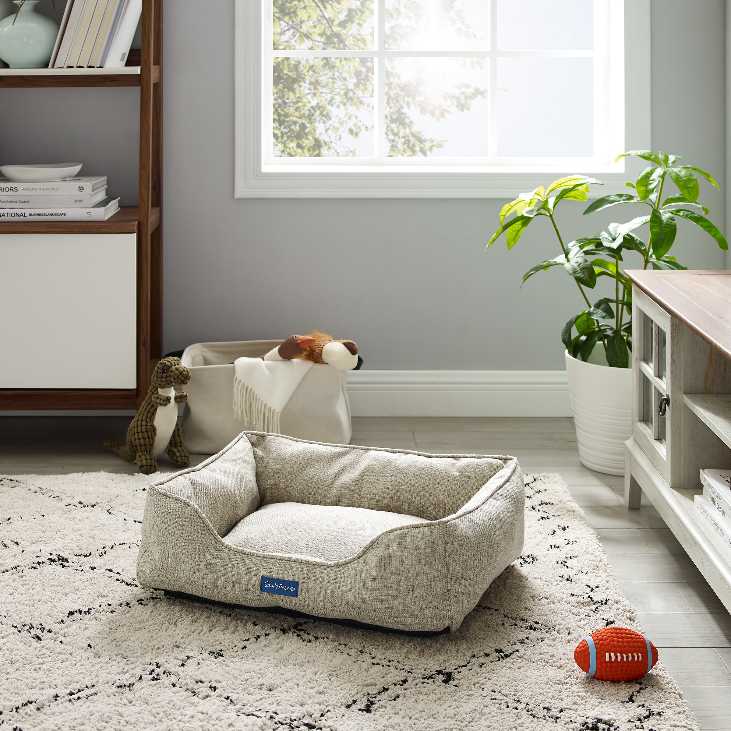 Julius Small Beige Polyester Outdoor Dog Bed