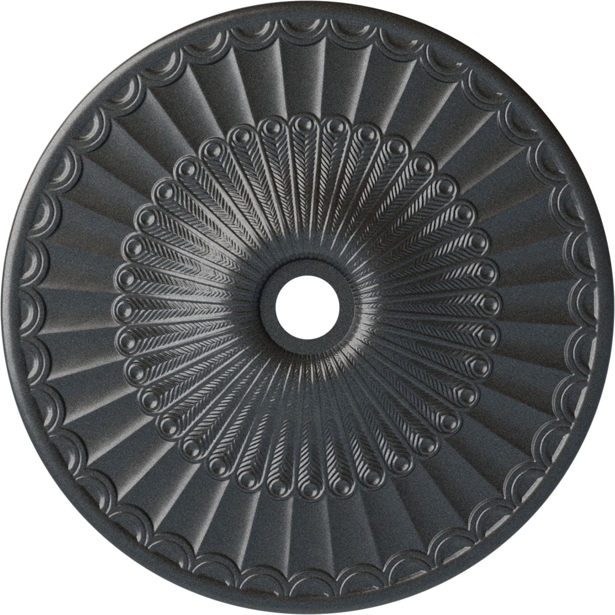 Ekena Millwork CM36GLPES Galveston 36.625-in W x 36.625-in L Painted Pewter Polyurethane Whole Ceiling Medallion