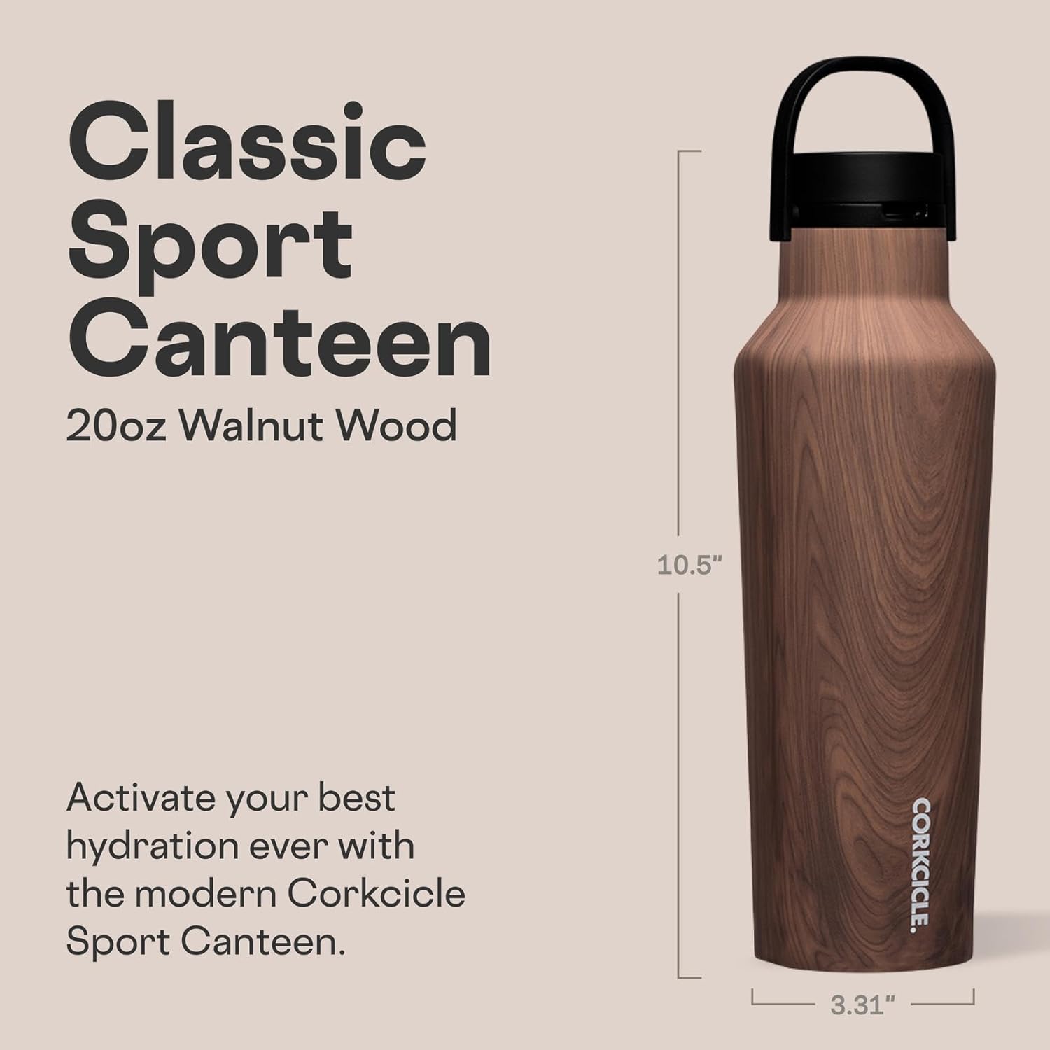 CORKCICLE Canteen 20-fl oz Stainless steel Brown wood Novelty