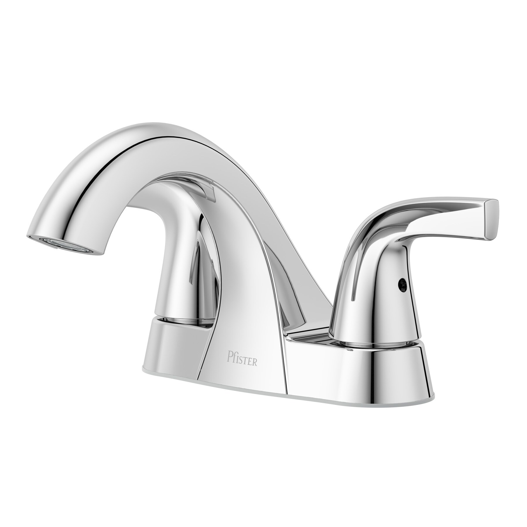 Pfister Framework Polished Chrome 4-in centerset 2-handle WaterSense Mid-arc Residential Handle Bathroom Sink Faucet with Drain