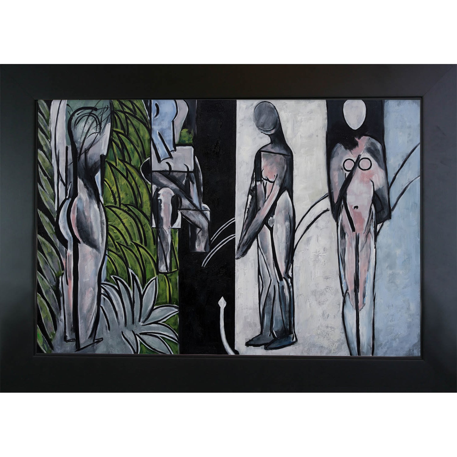 Berg Vesuvius Investeren stel je voor La Pastiche Bathers By A River Henri Matisse Framed 28.75-in H x 40.75-in W  Abstract Canvas Hand-painted Painting in the Wall Art department at  Lowes.com