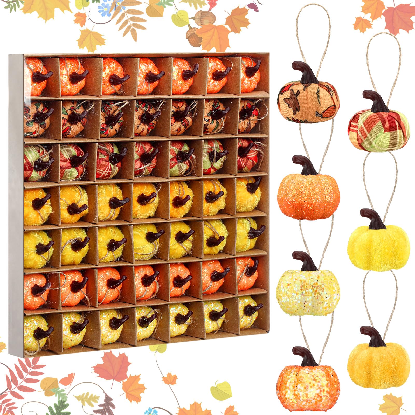 ZHLKING Thanksgiving Fall Tree Ornaments Pumpkin Fabric Farmhouse Harvestmas