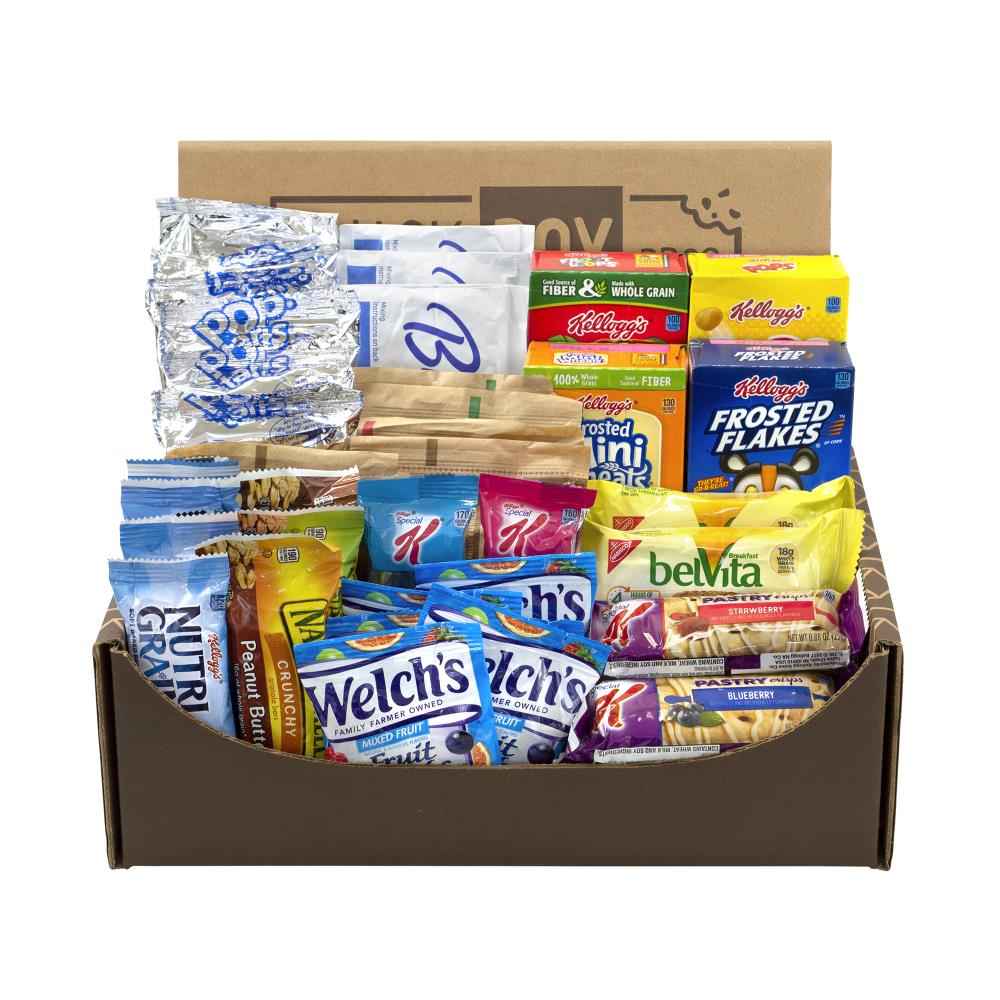 Snack Box Pros Assorted Breakfast Snack Box - Poptarts, Quaker Oatmeal,  Nature Valley, Carnation Instant Breakfast, Kellog Cereal, Special K,  Belvita, Emerald Nuts, NutriGrain, Welch's Fruit Snacks in the Snacks &  Candy
