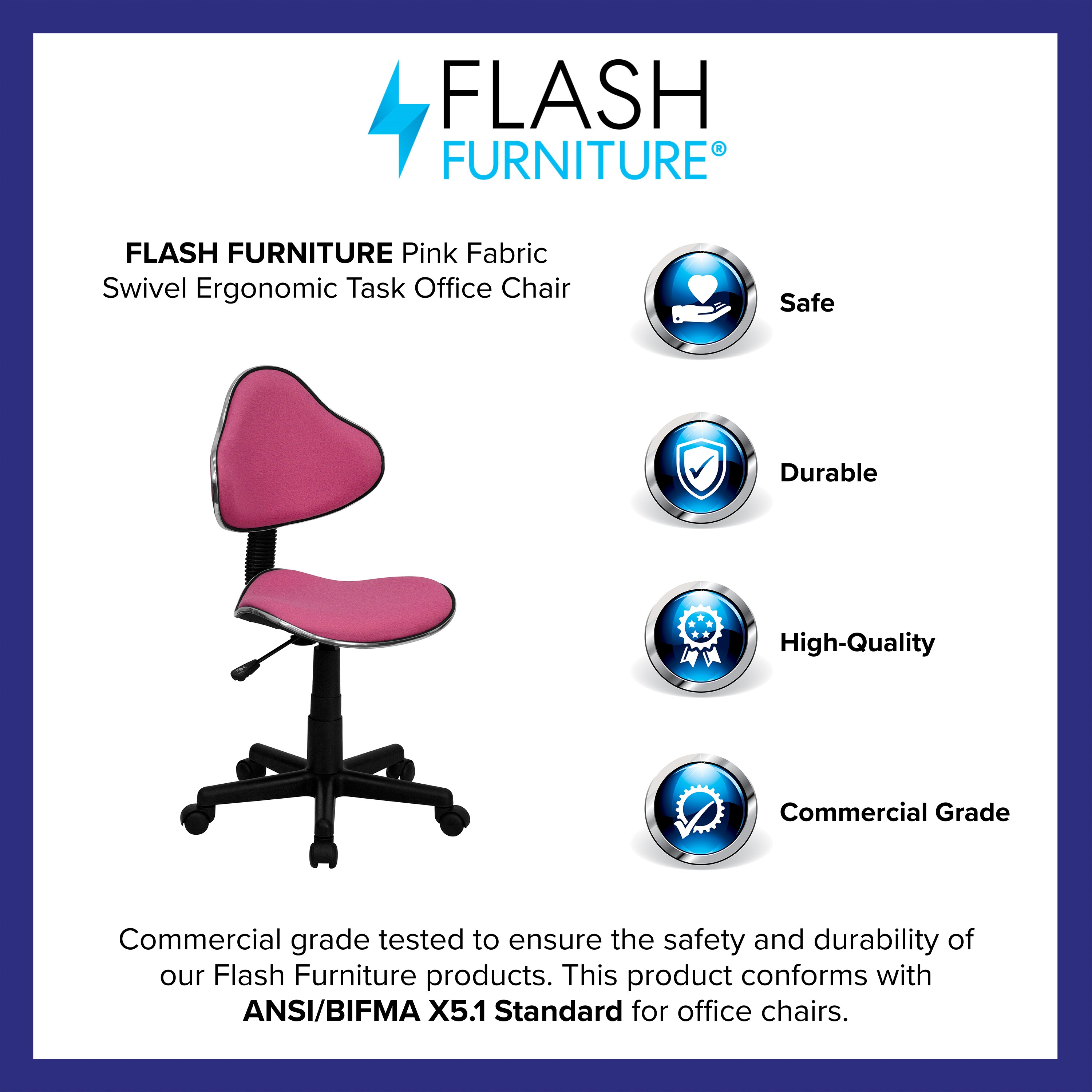 Swivel Pink Polyester Low-Back Task Chair
