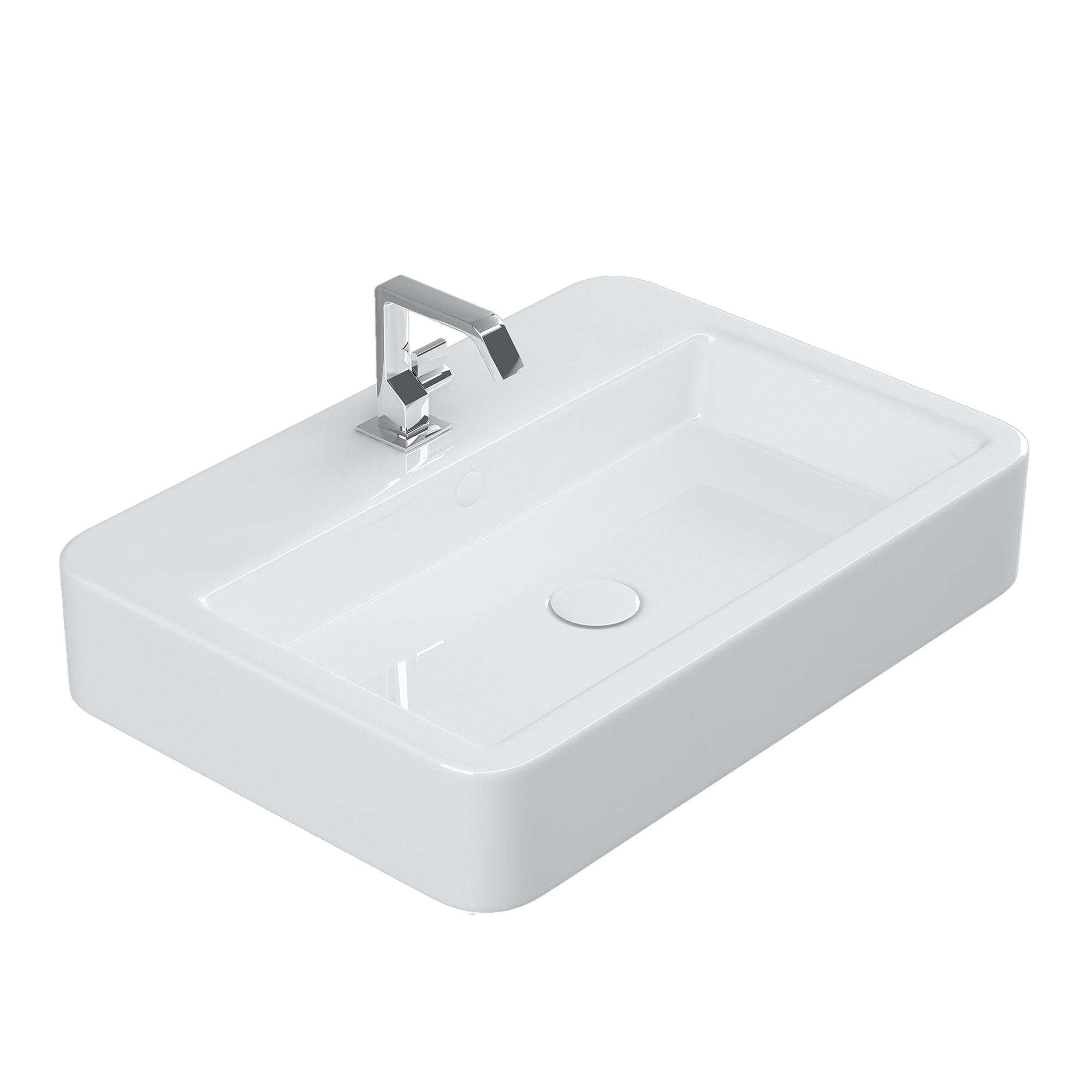 WS Bath Collections CONTOUR 61060 WG Contour Ceramic 15.7-in Wall-mount Rectangular Modern Ceramic white Bathroom Sink
