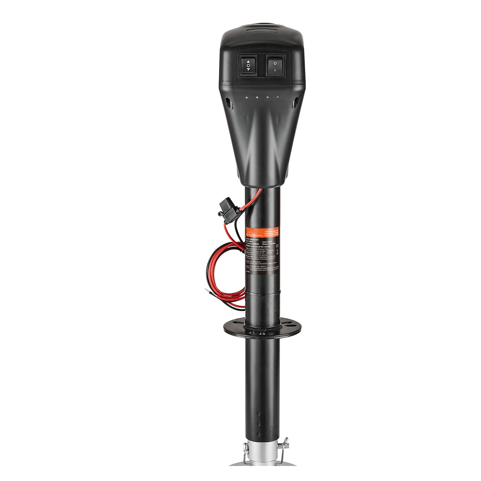 Mecale 5000-lb 12V Electric Trailer Tongue Jack with 2-Way Connector Waterproof Cover and Manual Backup for RV and Camper