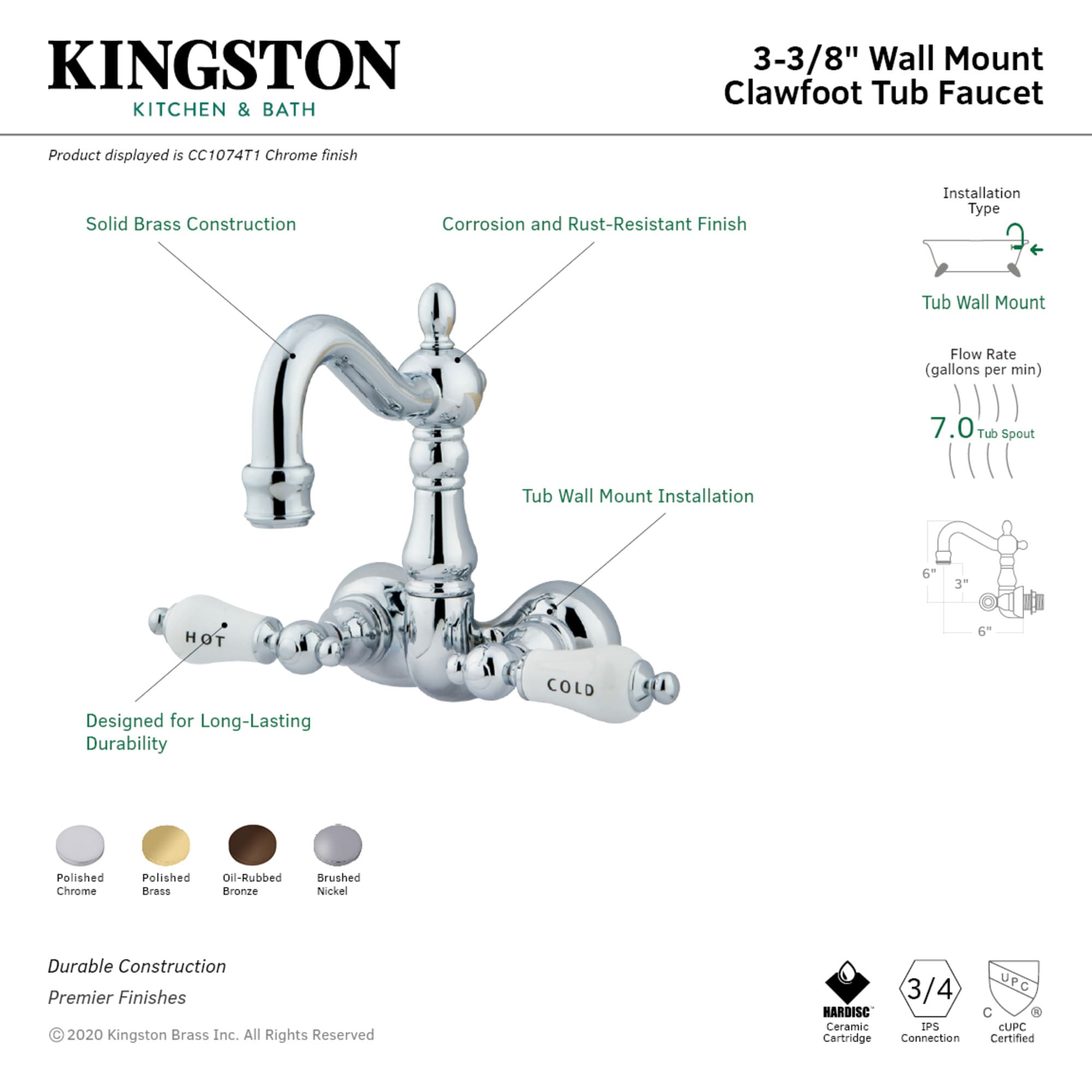 Kingston Brass WLCC1074T1 Roman-Tub-Faucets - View #3