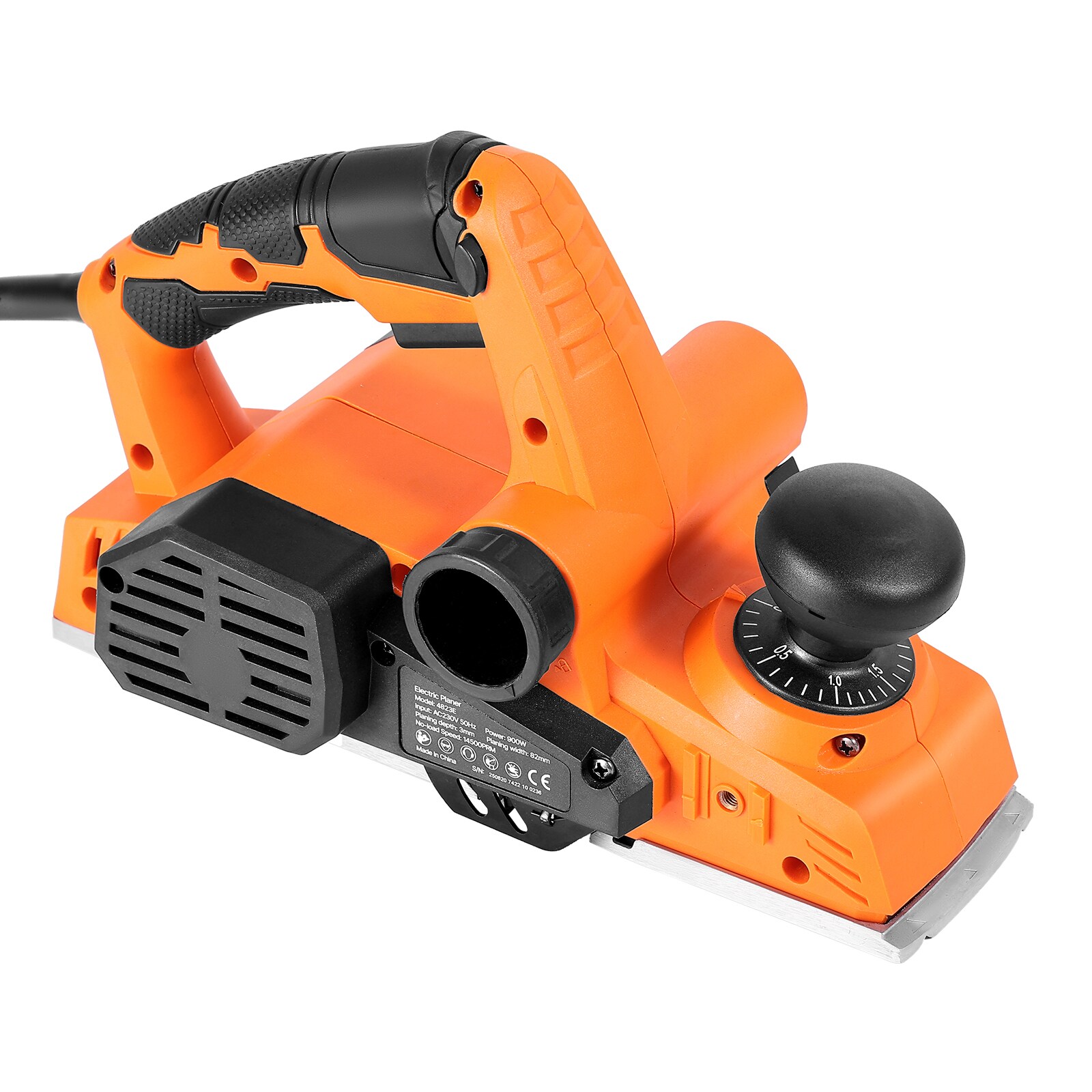 Mecale 3-1/4 in 7-Amp Corded Electric Hand Planer 14500 RPM with Adjustable Depth and 2 Blades Orange