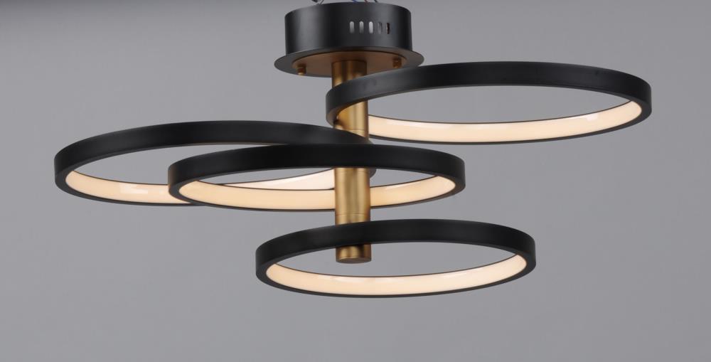 Hoopla 33.5" Black and Gold LED Pendant Light