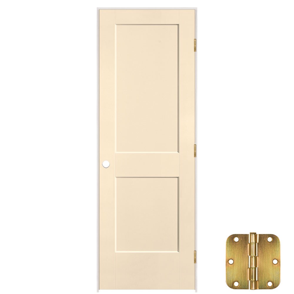 Masonite 641303 32-in x 80-in Cream N Sugar Solid core 2-panel square Left hand Smooth Prefinished Molded composite Flat Jamb Single Prehung Interior Door