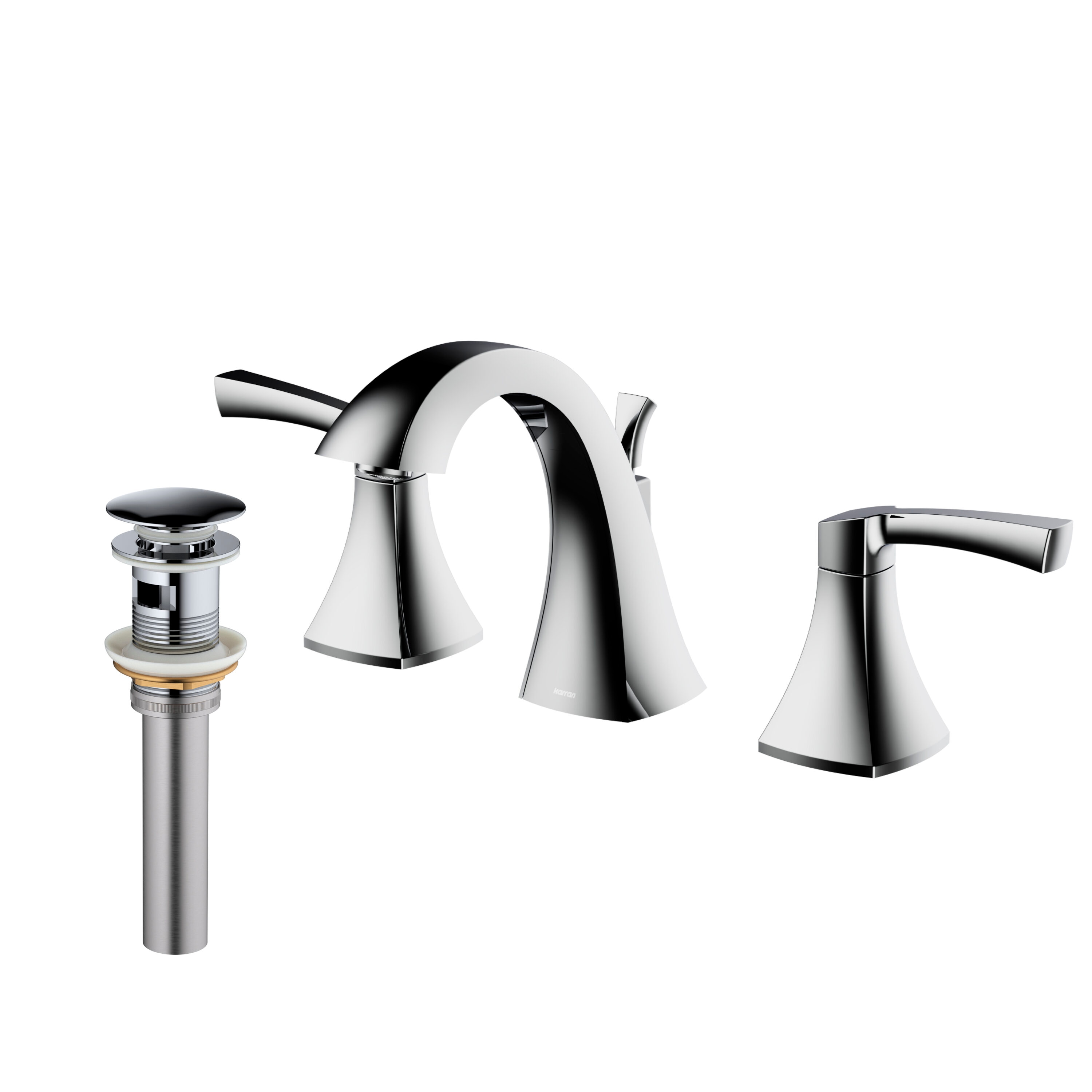 Karran KBF524C Randburg Chrome Widespread 2-handle WaterSense Low-arc Residential Handle Bathroom Sink Faucet with Drain