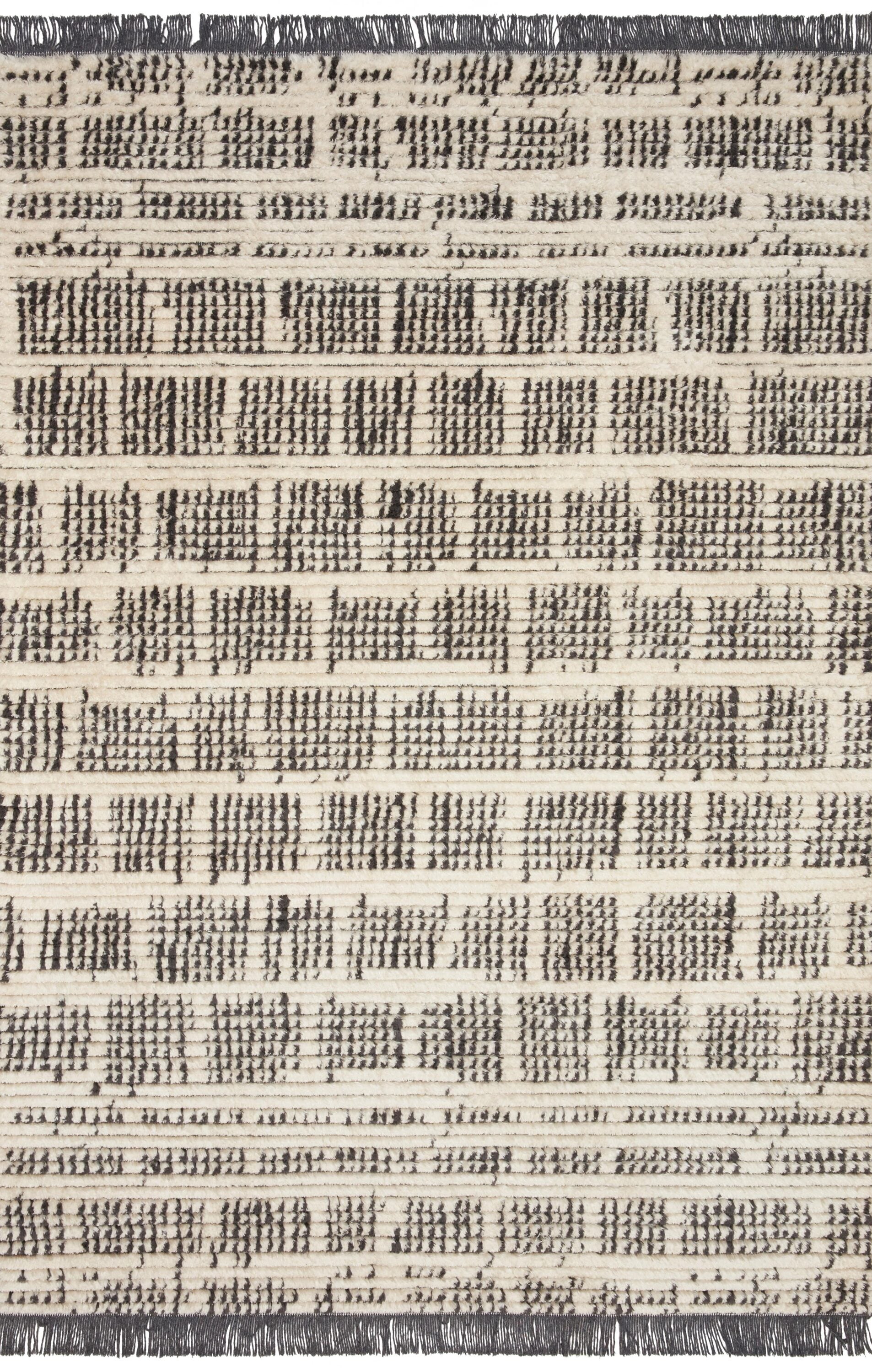 Ivory and Charcoal Synthetic Easy-Care Area Rug, 62" x 90"