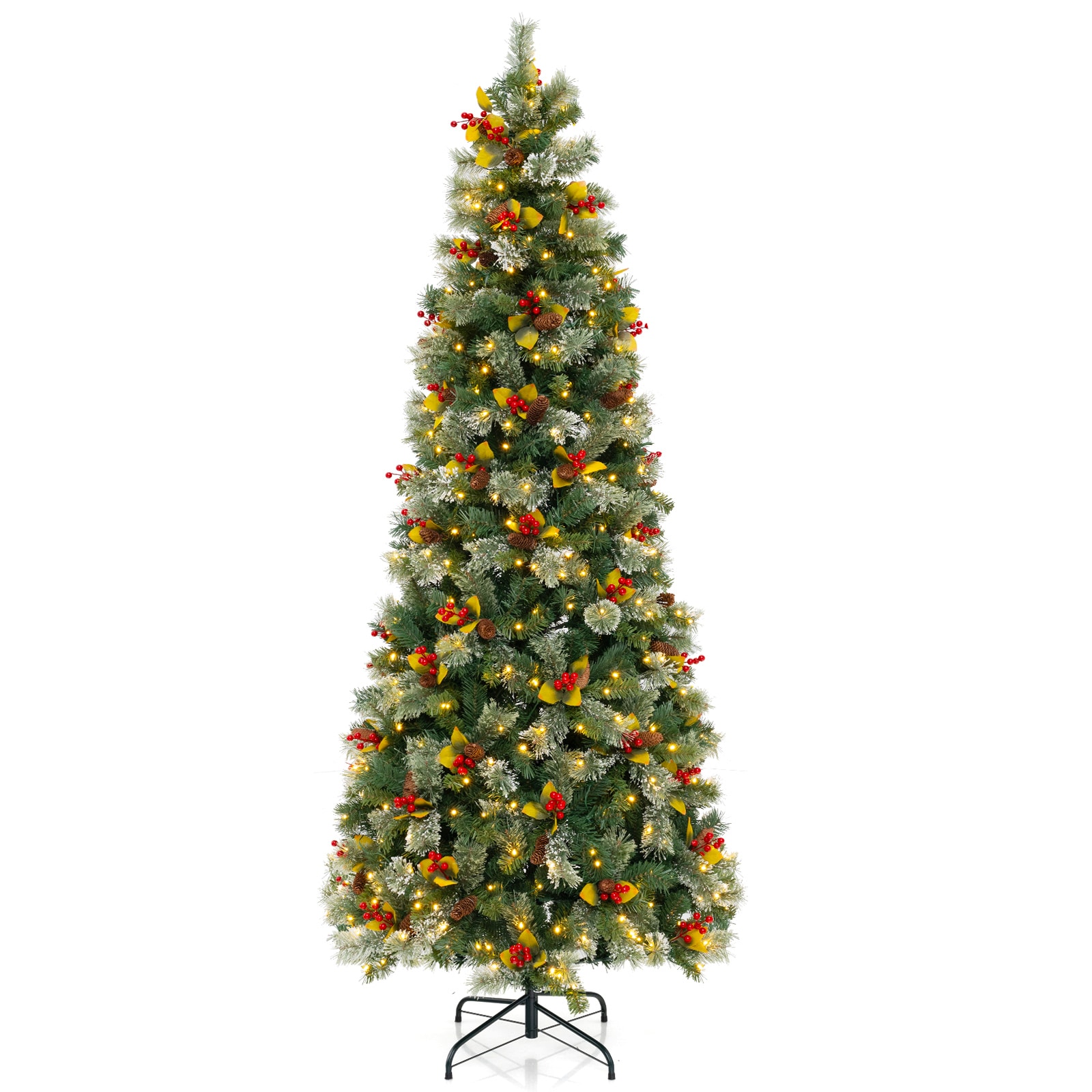 LIVIZA HYG24792US-L 7.5-ft Pre-lit Slim Artificial Christmas Tree with White LED Lights