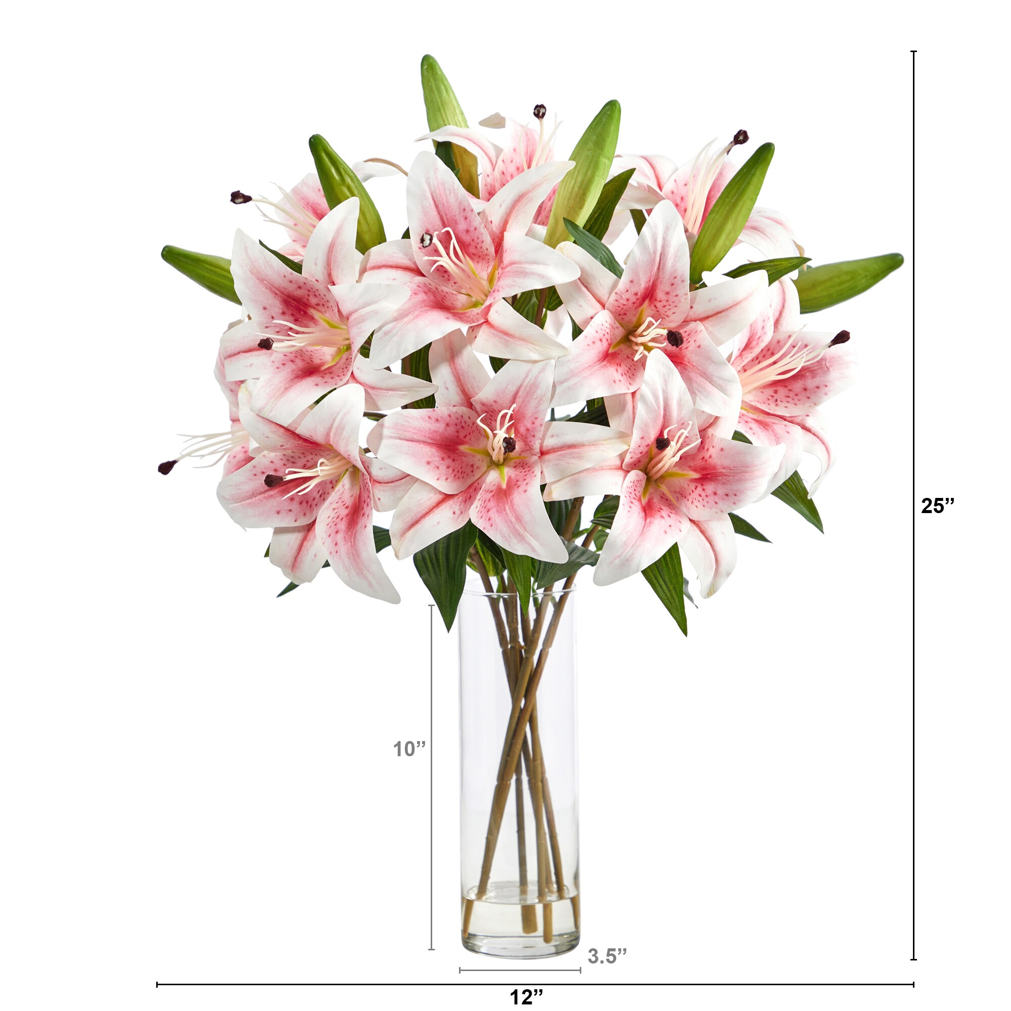 Nearly Natural 25in Pink Indoor Lily Artificial Flower in the