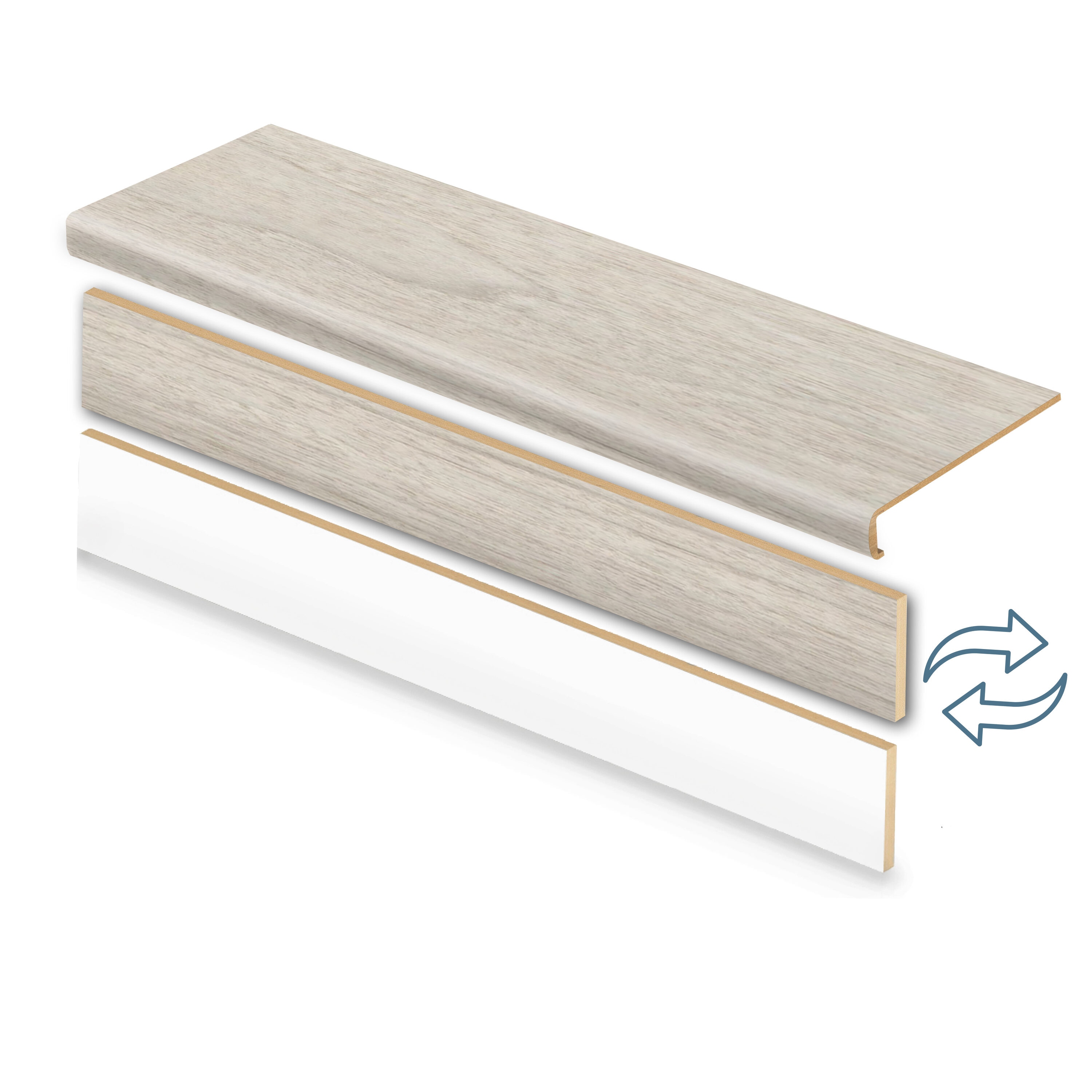 Zamma 20CA77112 Cap A Tread Stair Renewal System 47-in x 12.125-in x 2.1875-in Fawn Beige Oak Type 2 Kit with Reversible Riser Laminate