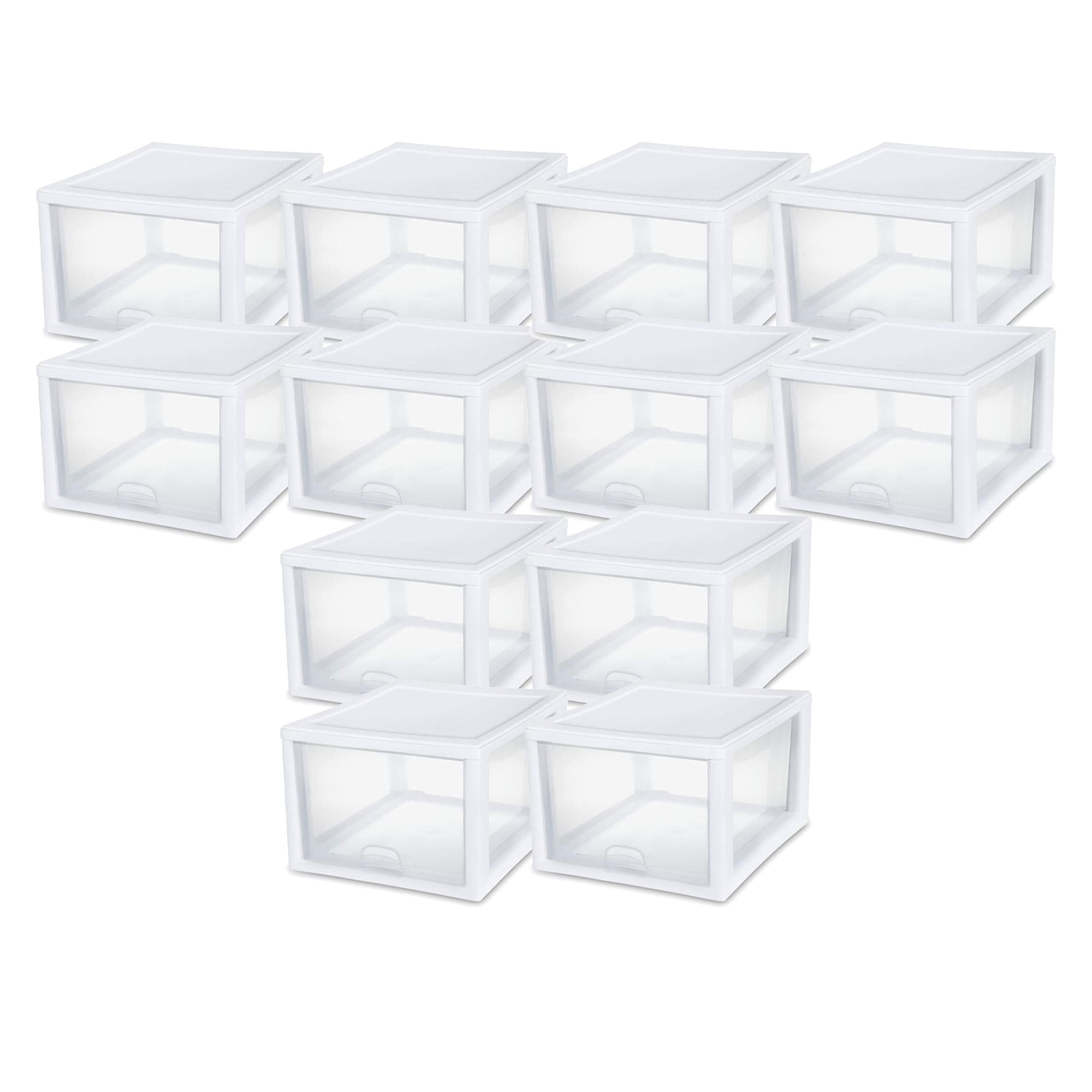 Sterilite 12-Pack 12-Drawers Clear Stackable Plastic Storage Drawer  10.25-in H x 14.38-in W x 17-in D in the Storage Drawers department at