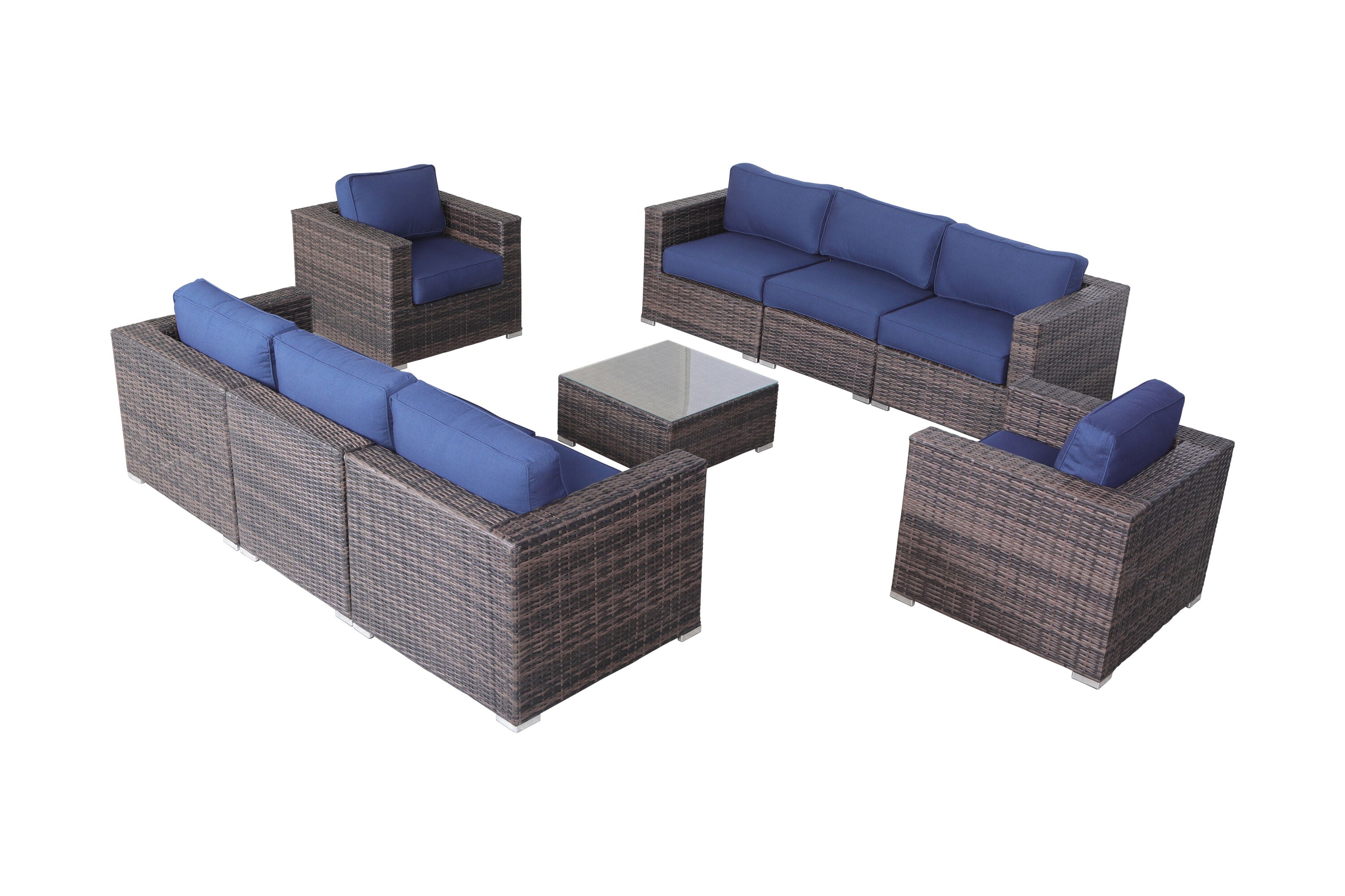 Living Source International CM-8101  Wicker Fully Assembled 8 Person Seating Group with Sunbrella Cushions
