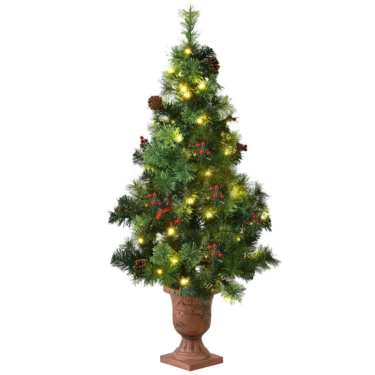 WELLFOR CM-HWY-20675 4-Feet Pre-lit Artificial Christmas Tree with White LED Lights