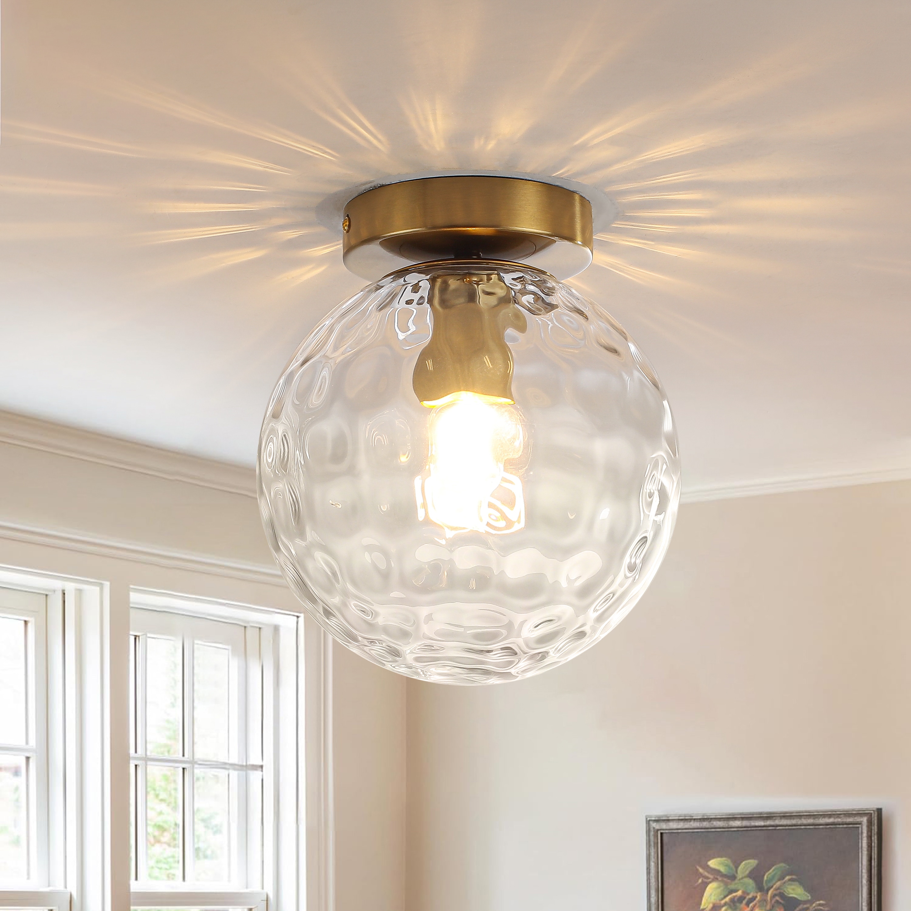 Kirahee 1-Light Water Ripple Globe Glass Flush Mount Ceiling Light