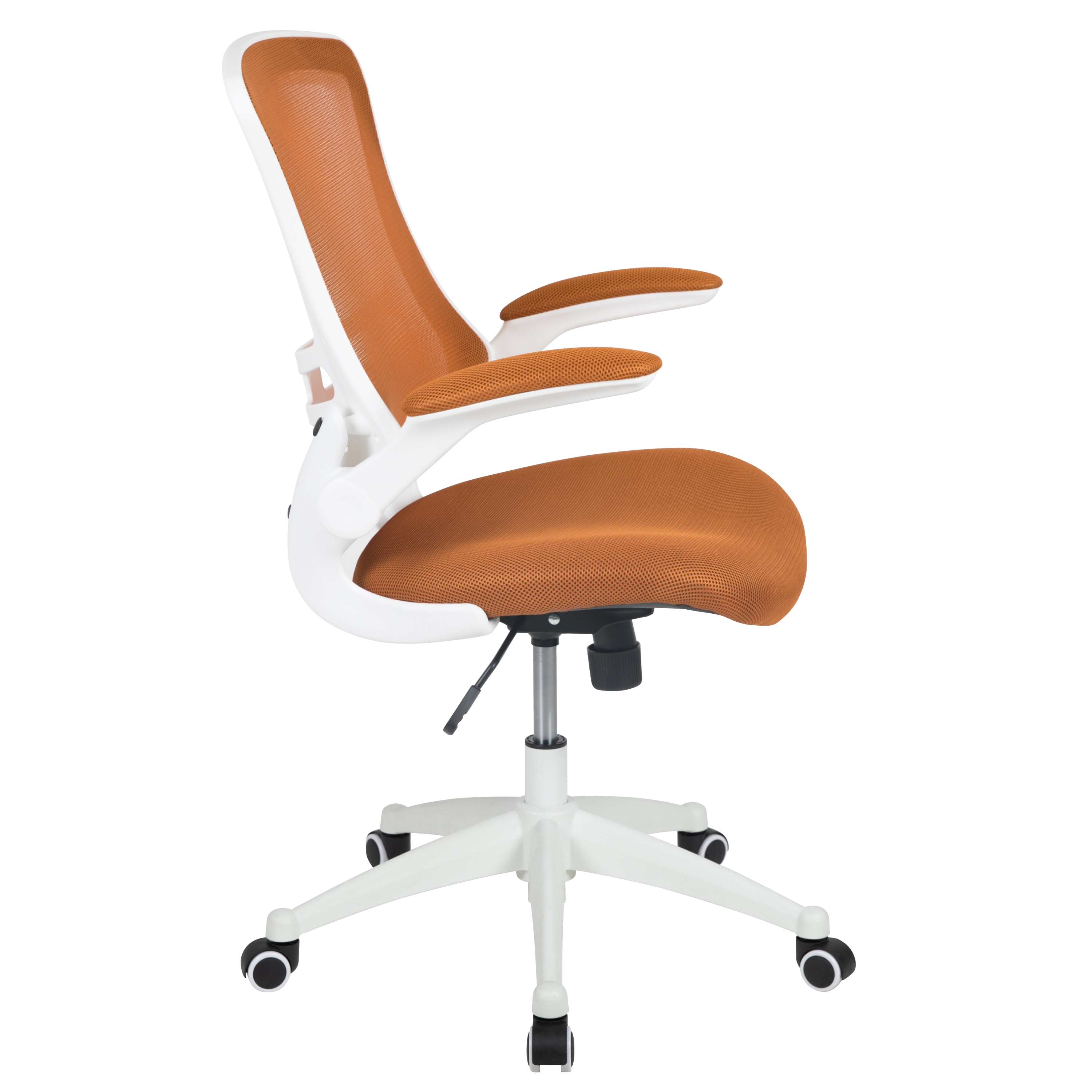 Adjustable Tan Mesh & White Leather Mid-Back Office Chair