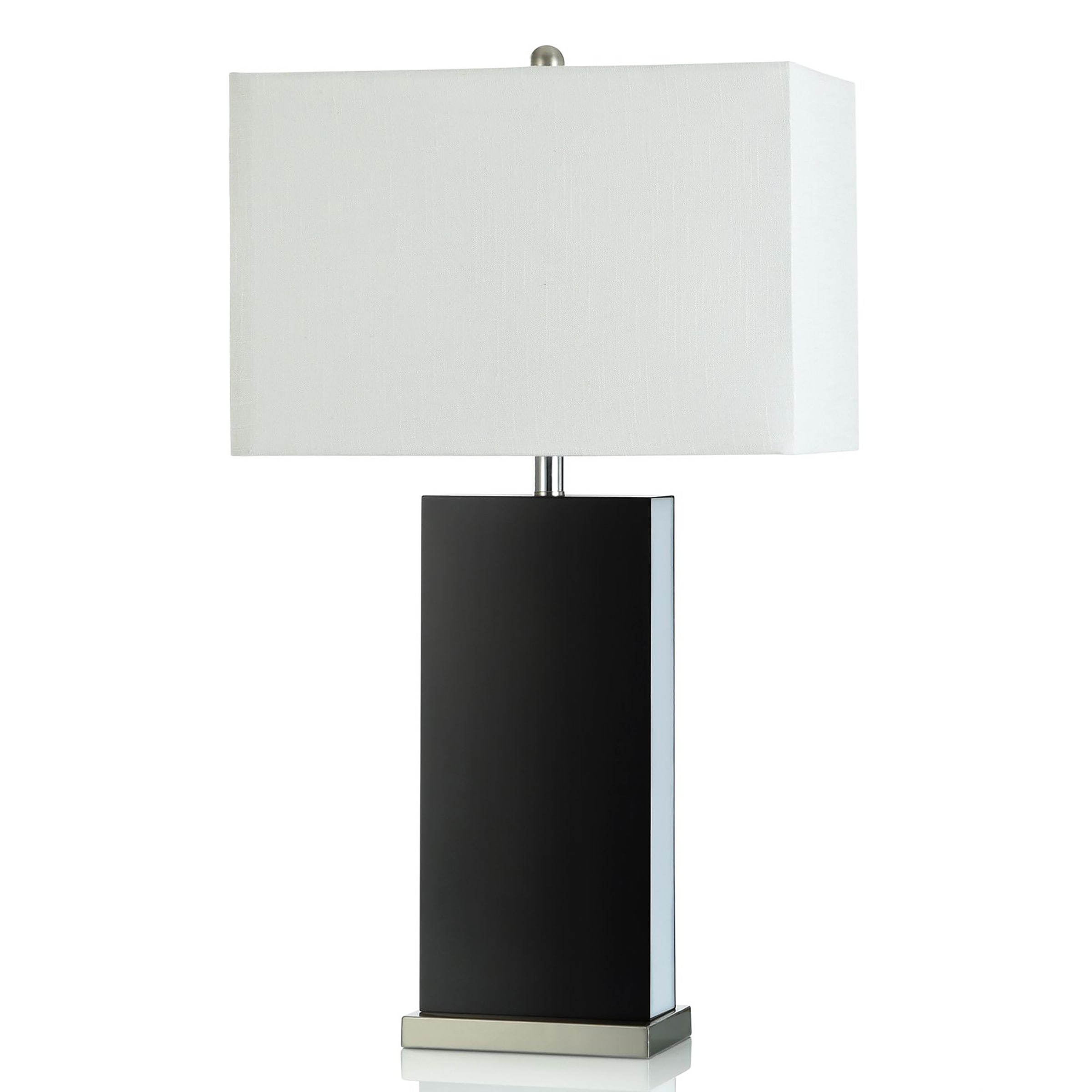 StyleCraft Home Collection L332148DS Kimono Black, Brushed Steel, White Led; 3-way Table Lamp with Linen Shade