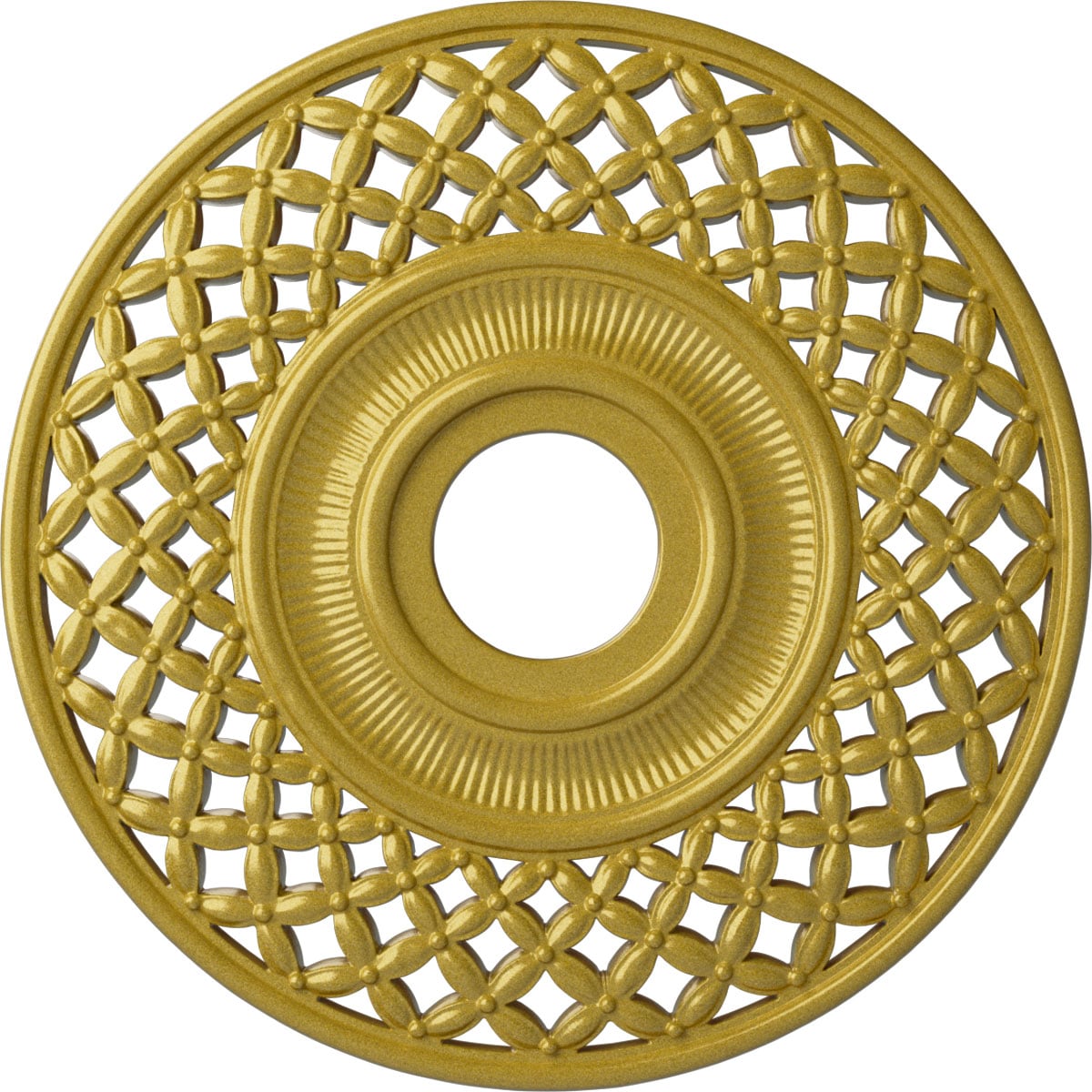 Ekena Millwork CM22RBRGS Robin 22.25-in W x 22.25-in L Painted Rich Gold Polyurethane Whole Ceiling Medallion
