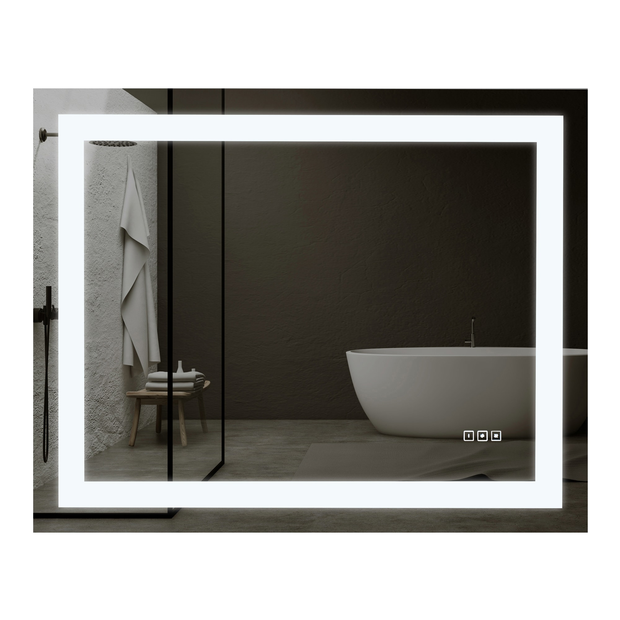 KINWELL Vanity Mirror 40-in x 32-in LED Lighted Glass Rectangular Fog Free  Frameless Bathroom Vanity Mirror in the Bathroom Mirrors department at 