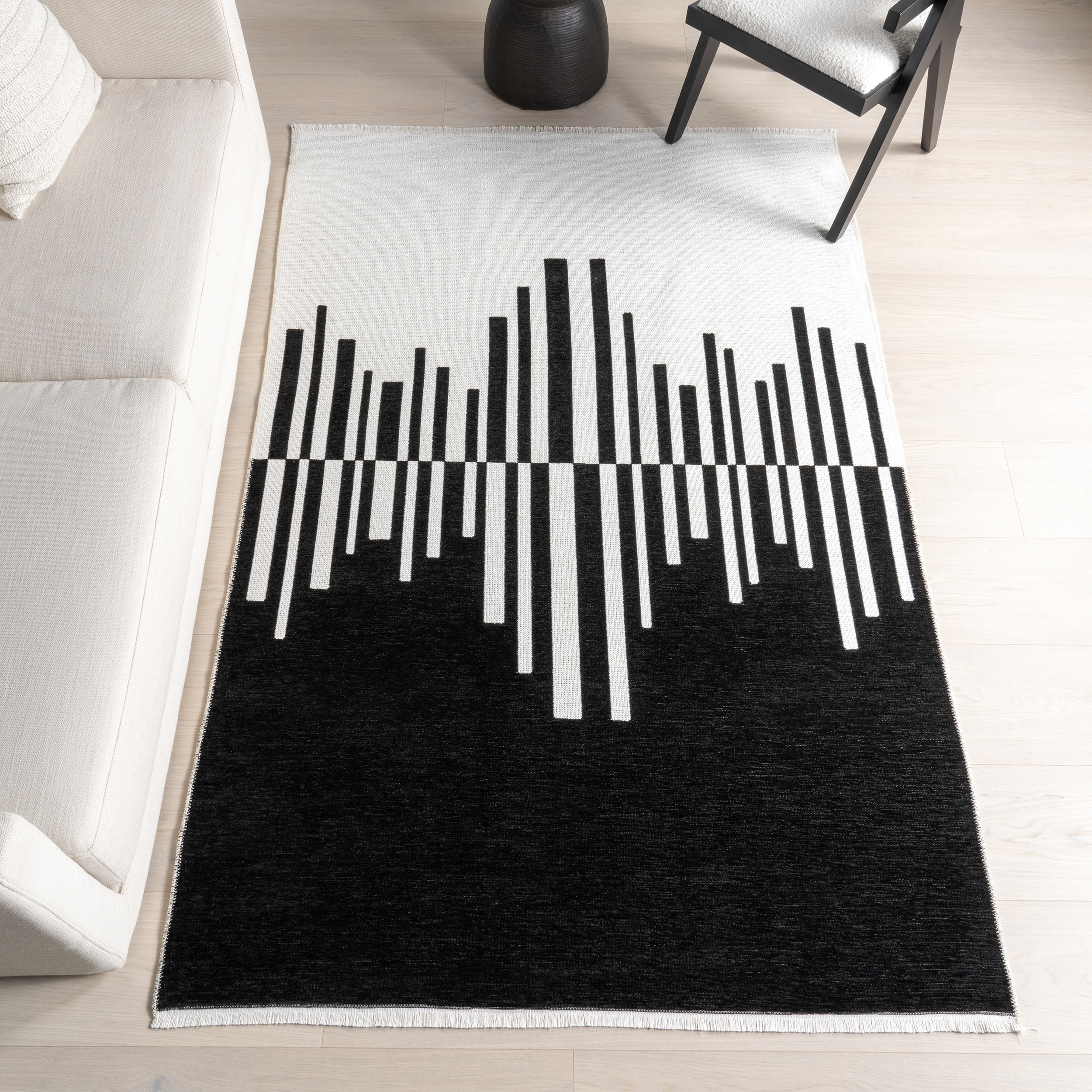 nuLOOM 200ATGW22A-406 Olea SuperiorWash Abstract Machine Washable 4ft. x 6ft. Black/Cream Area Rug