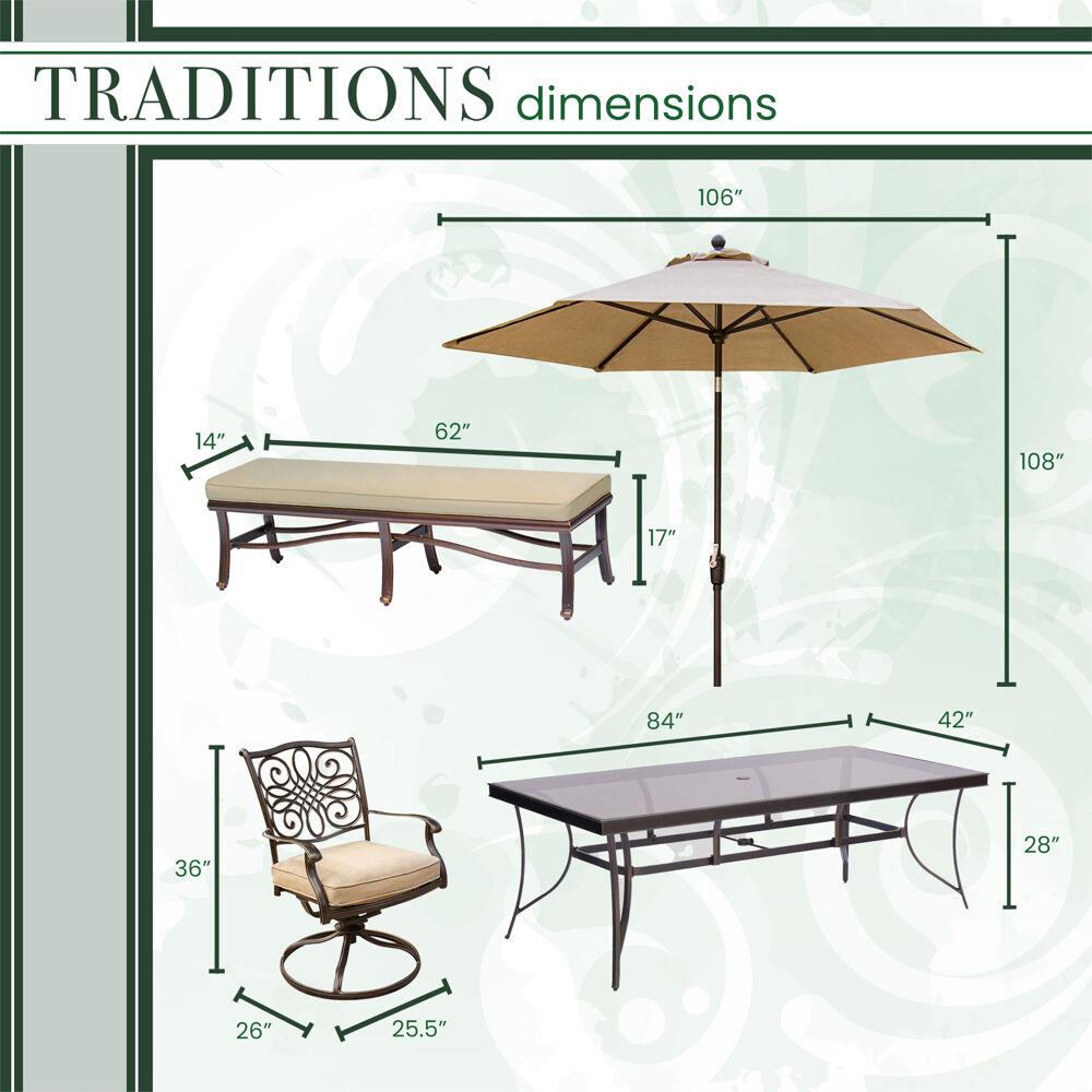 Hanover TRADDN5PCSW2GBN-SU-T Patio-Dining-Sets - View #3