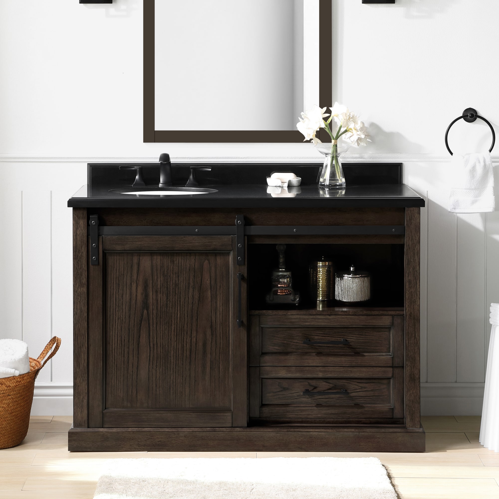 ove decors laredo 48-in rustic walnut undermount single sink