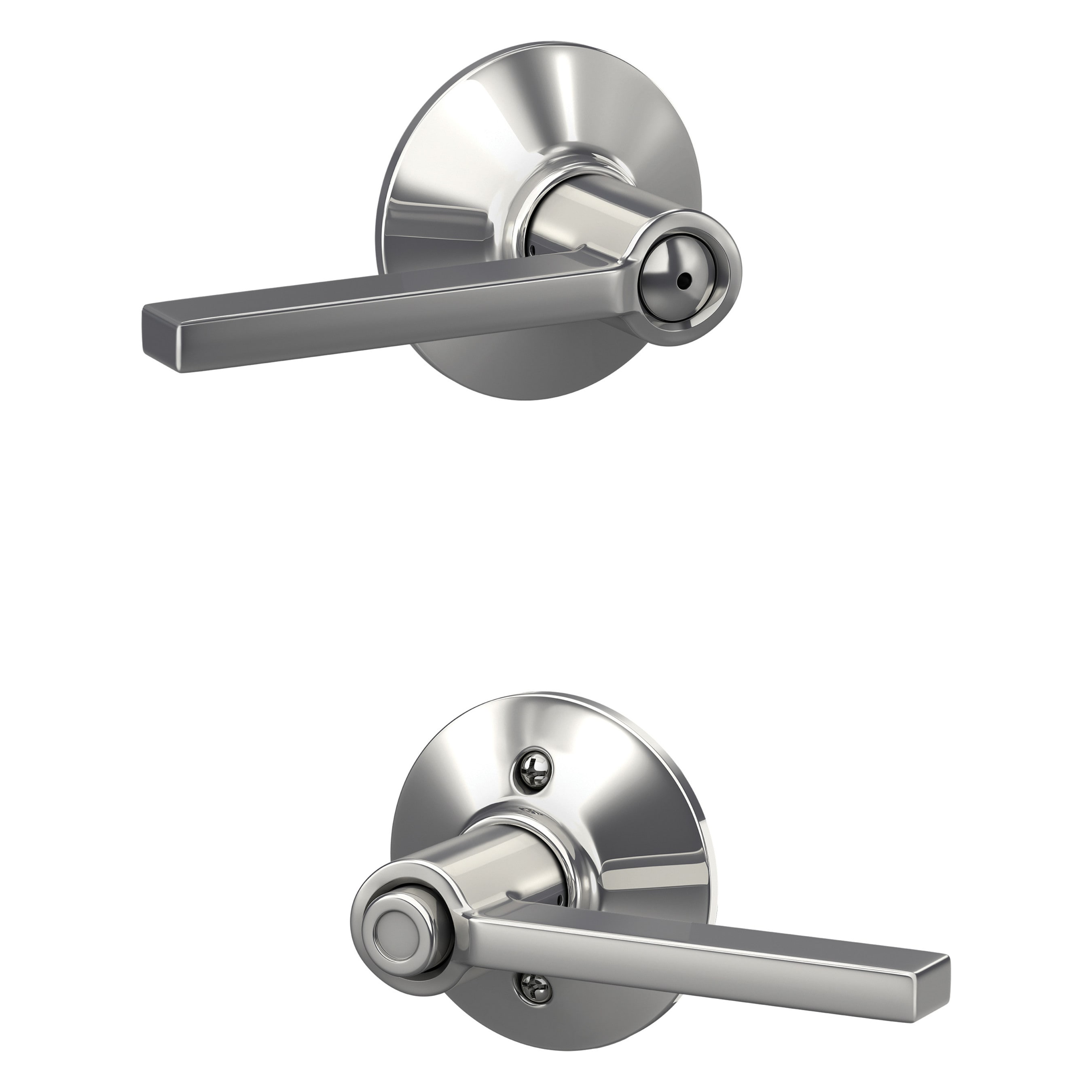 Schlage F40 LAT 625 Latitude Bright Chrome Universal Interior Bed/Bath Privacy Door Handle