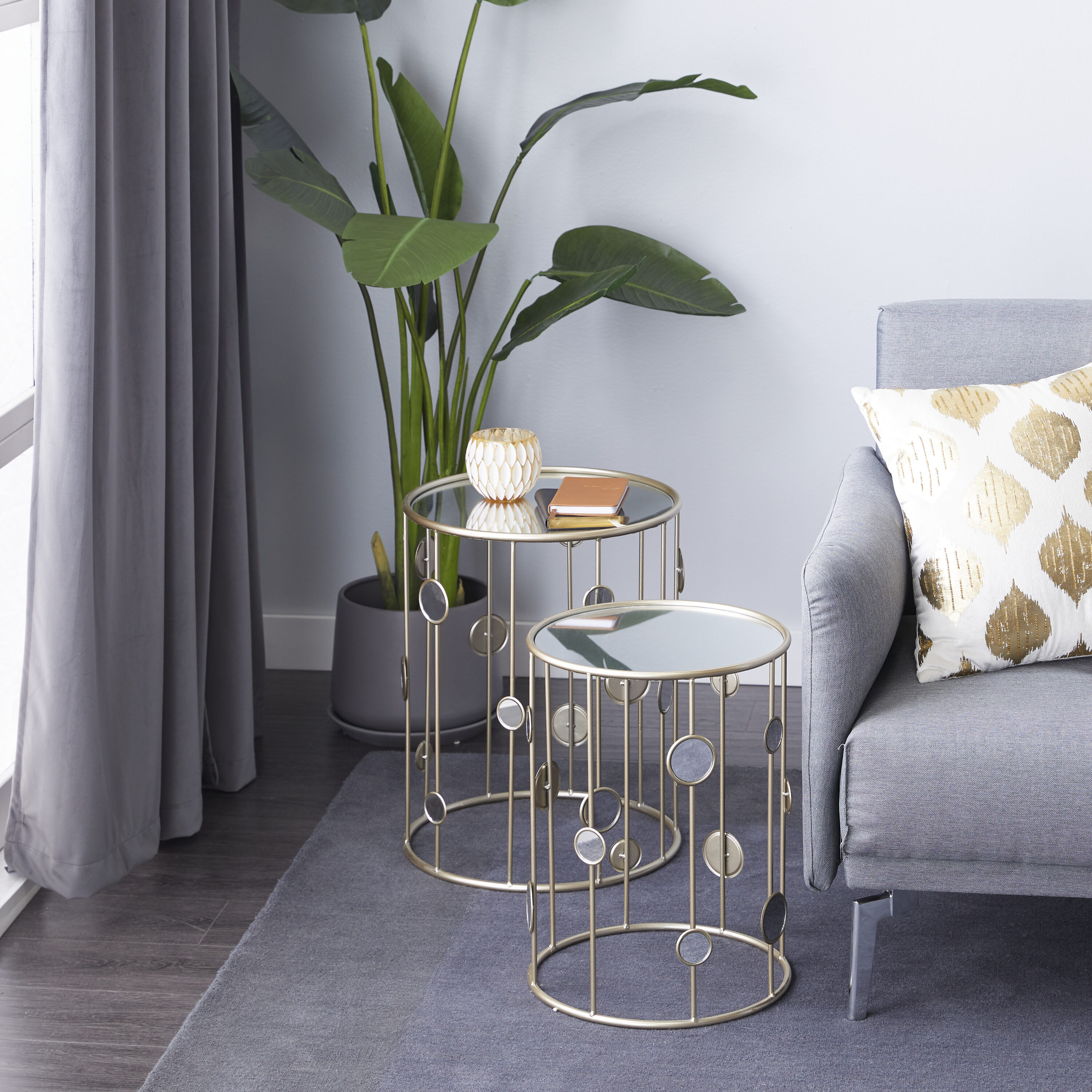 Grayson Lane 92156 2 -Piece Modern Mirror Top Accent Table Set