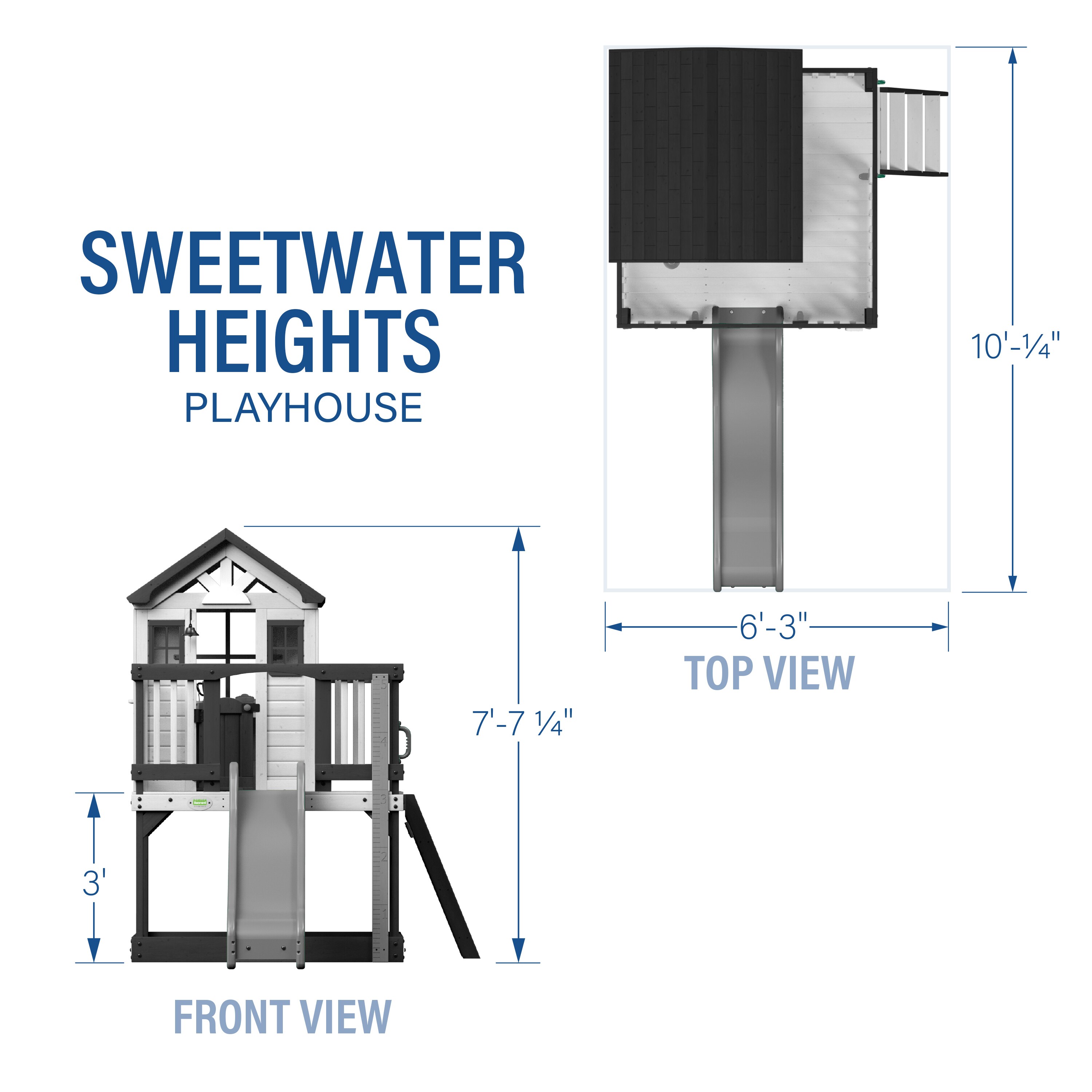 Sweetwater Heights White and Black Elevated Playhouse with Slide