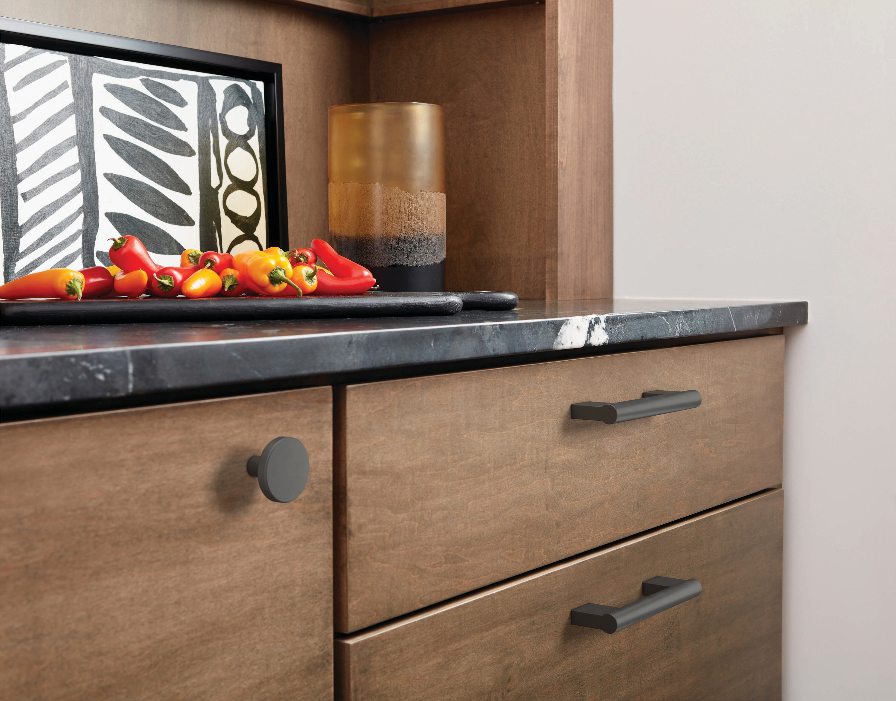 Matte Black 3-3/4 Inch Modern Bar Cabinet Pull