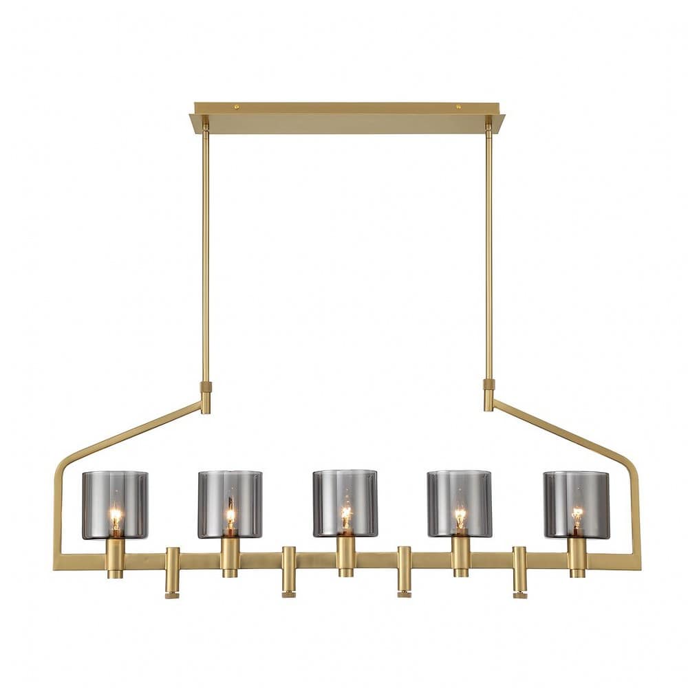 Eurofase A-EUROFASE-45652-011 Decato 5 - Light -Contemporary,Mid_Century_Modern Brushed Gold /  Glass / Metal Chandelier