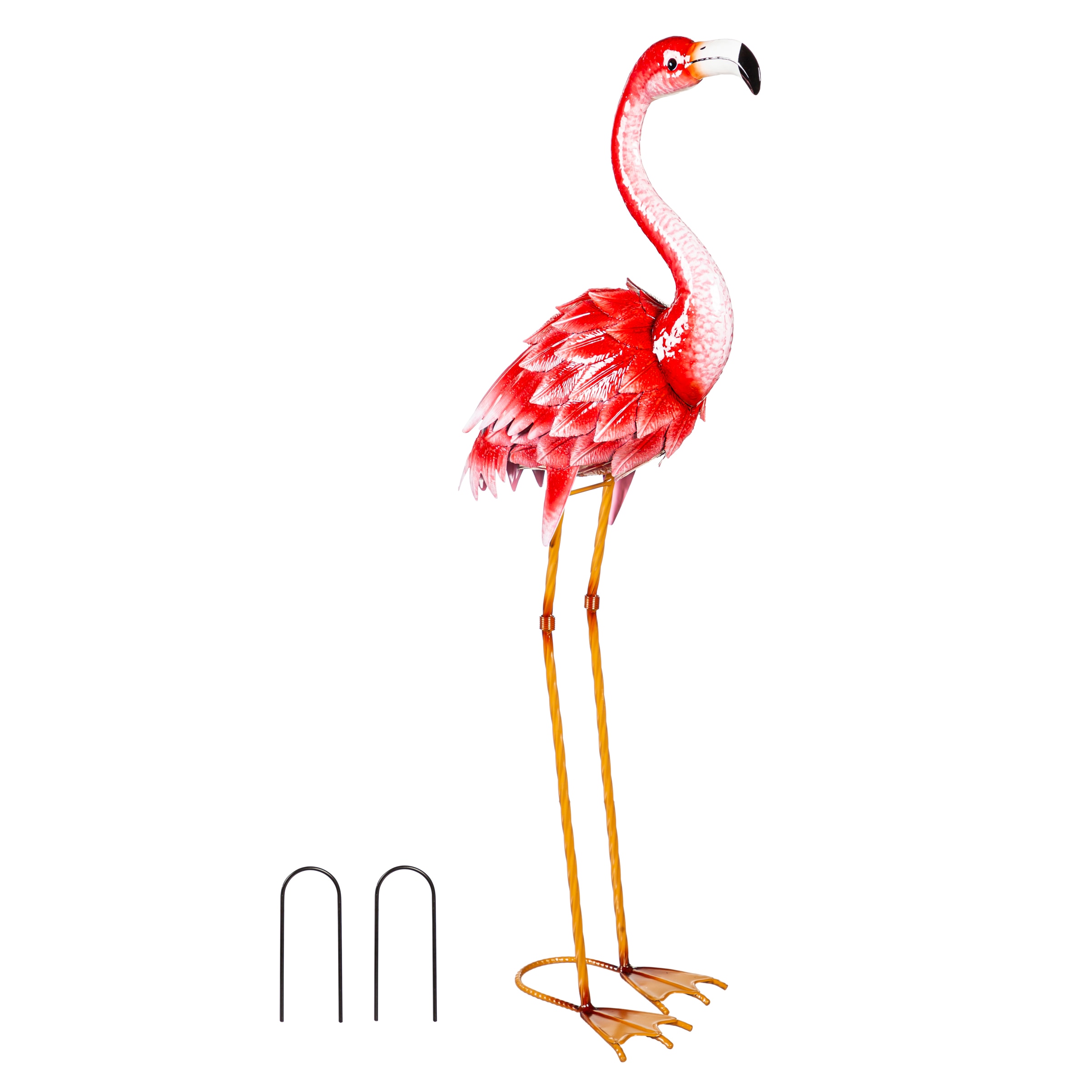 Style Selections ZL47M24802B 35.4-in H x 7.28-in W Pink Flamingo Garden Statue