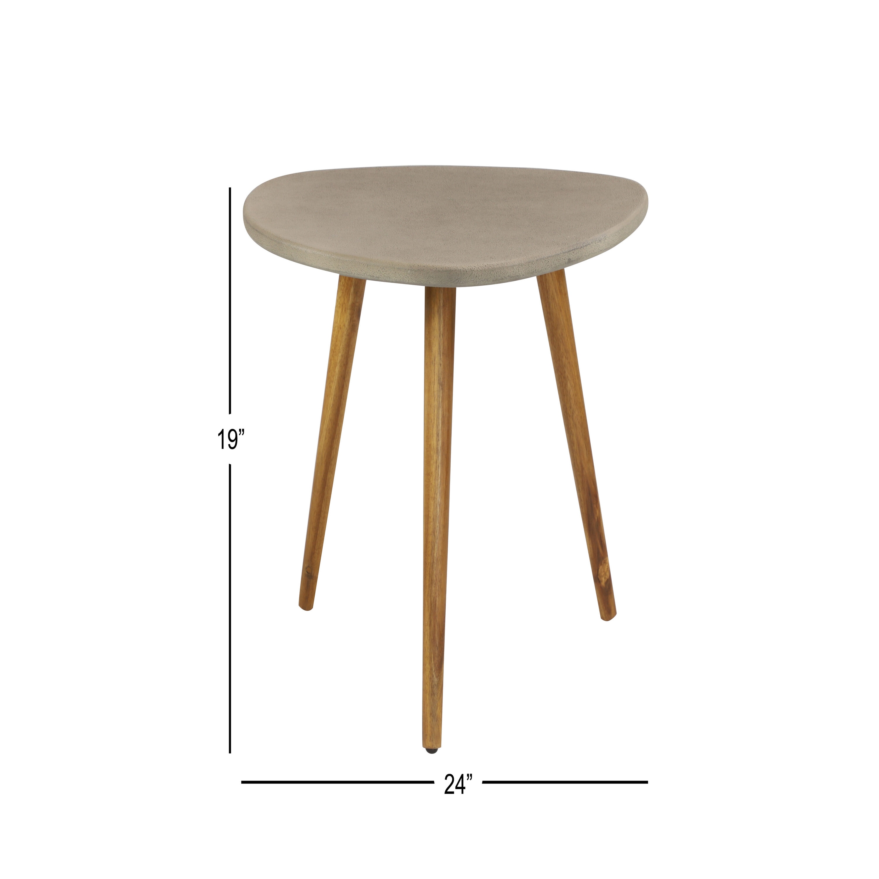 Gray Polycement and Acacia Wood Outdoor Accent Table