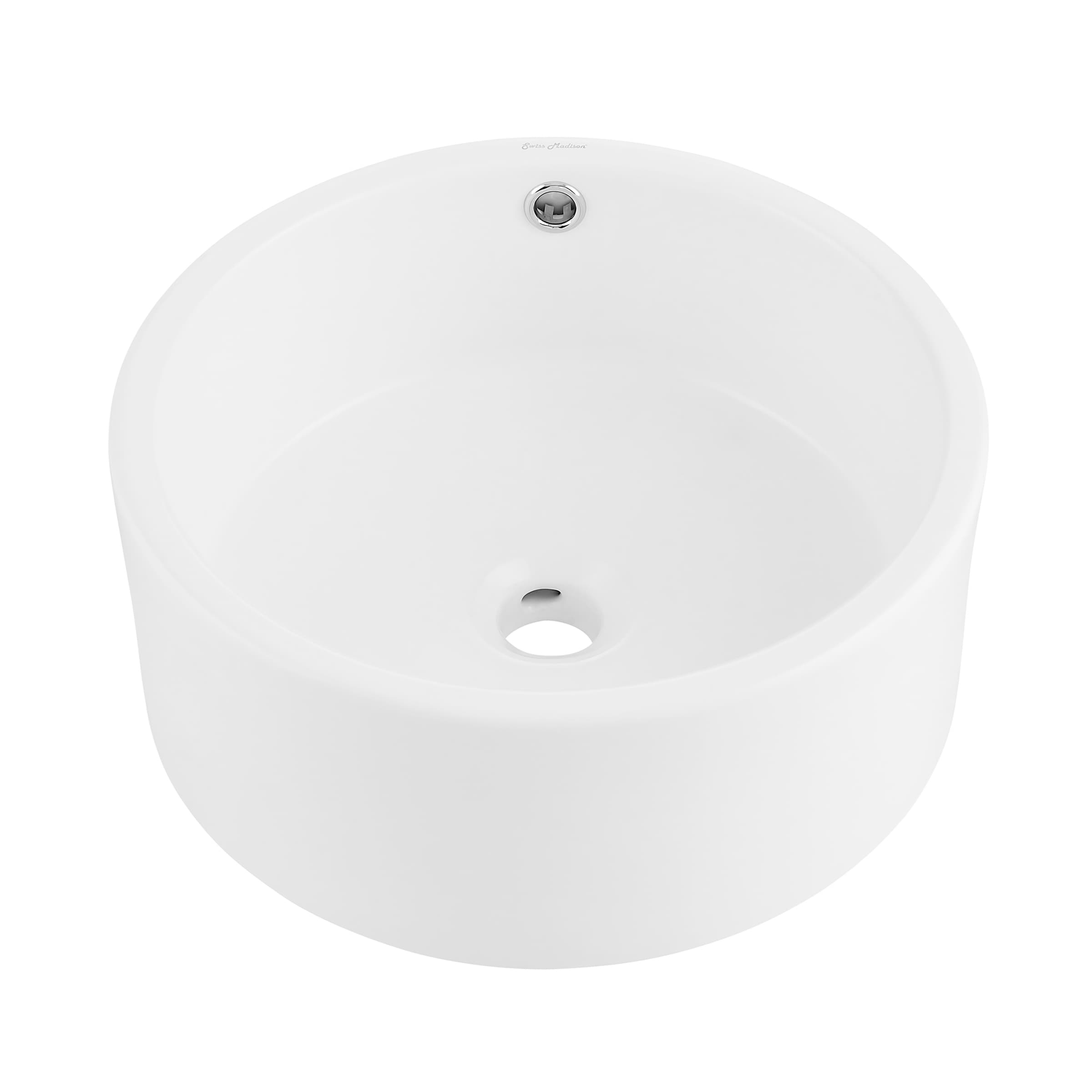 Swiss Madison SM-25-VSTRO03WH Trocadero Ceramic Vessel Round Modern Matte White Bathroom Sink ( 17-Inches x 17-Inches )