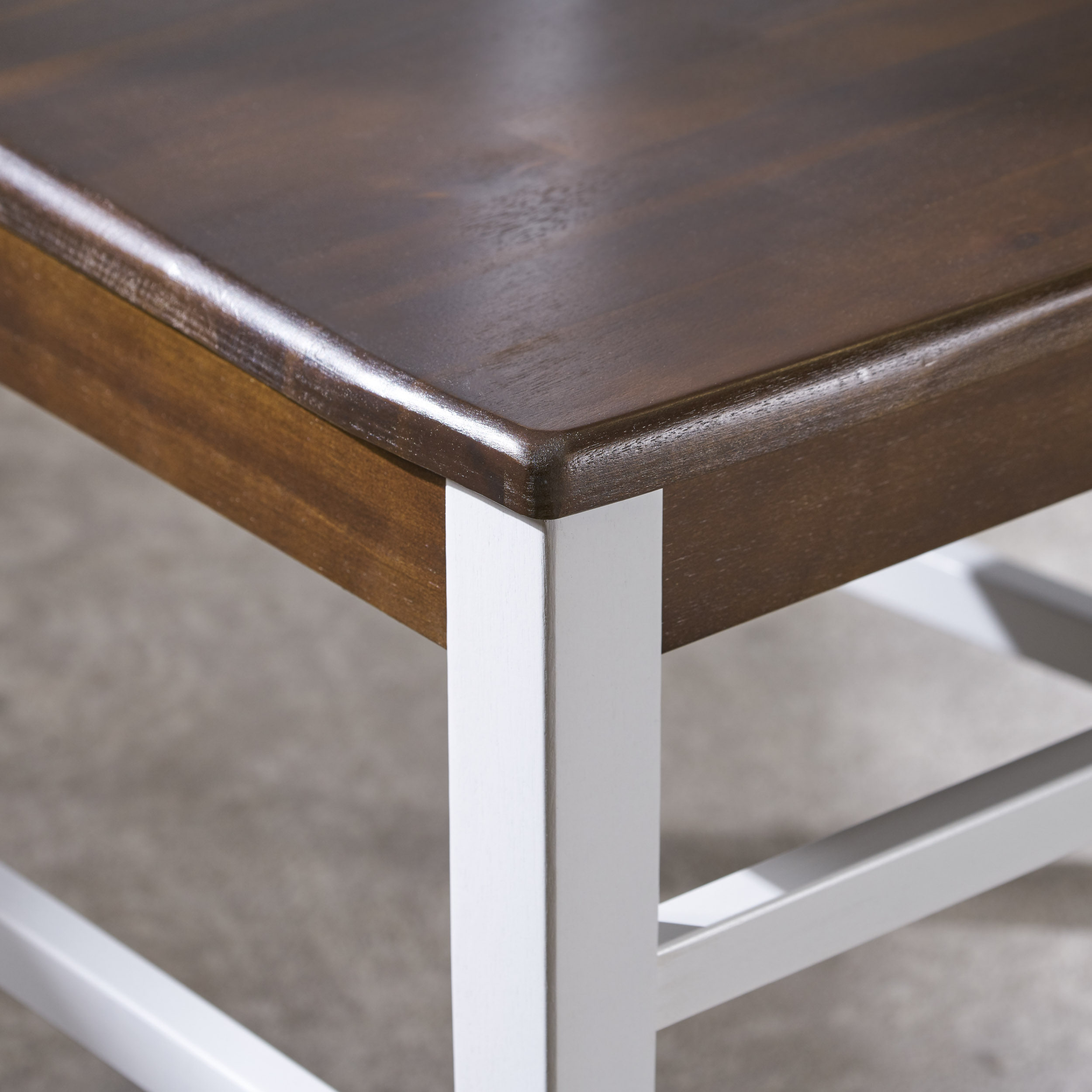 Rustic Acacia Wood Dining Chairs in White and Walnut, Set of 2