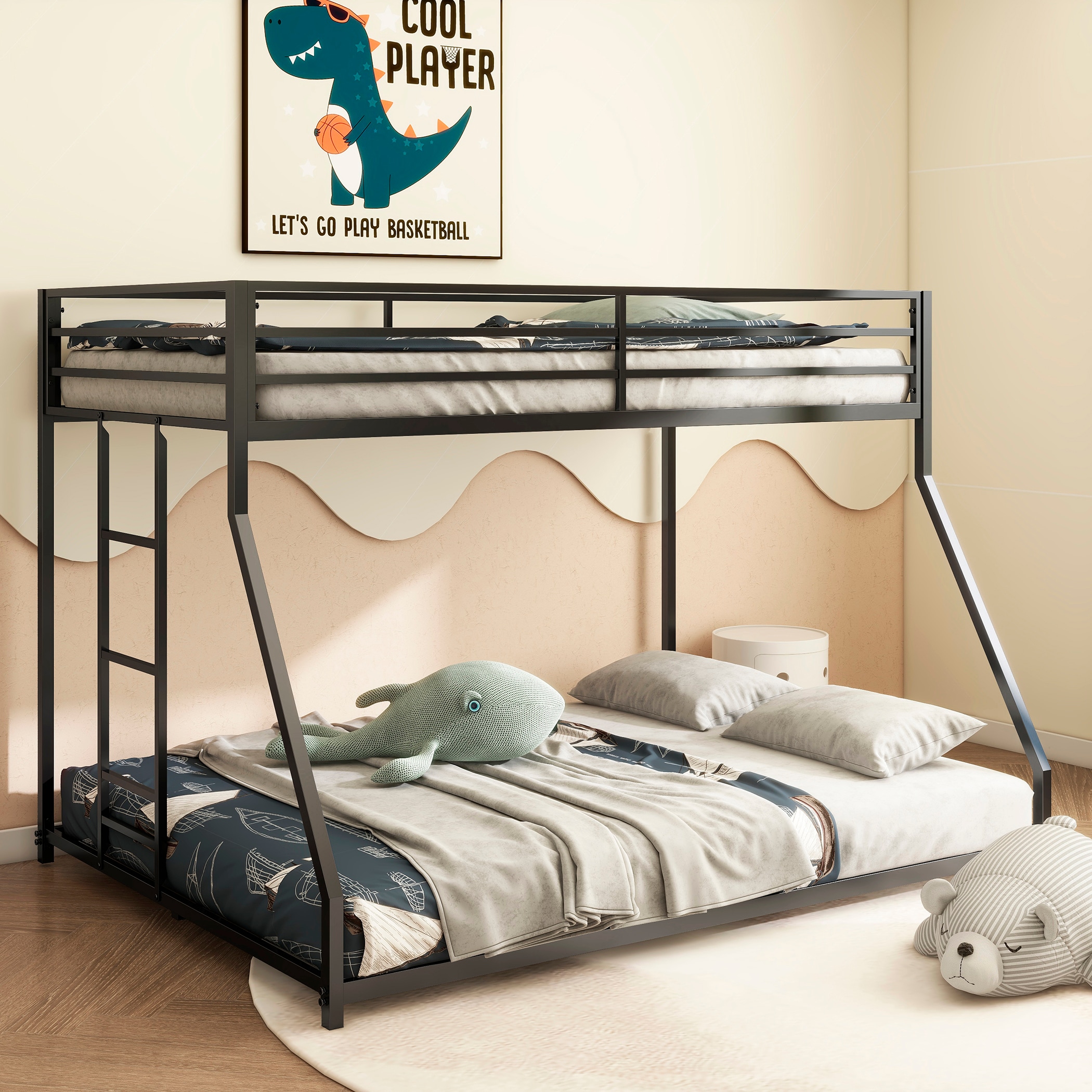 Siavonce Black Twin Over Full Bunk Bed In The Bunk Beds Department At 