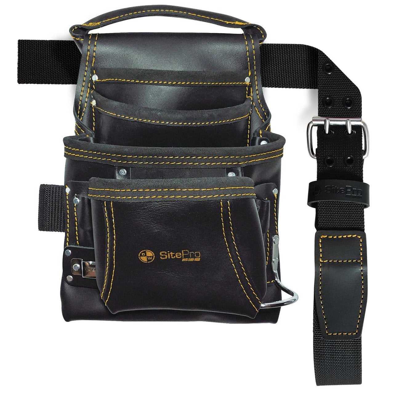 SitePro SitePro 51-10113-TSB 10-Pocket Carpenters Top Grain Leather Nail + Tool Bag w/ Belt #470115