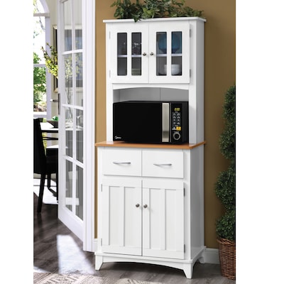 White Dining Kitchen Storage At Com, Tall Microwave Cart With Storage Black And Decker
