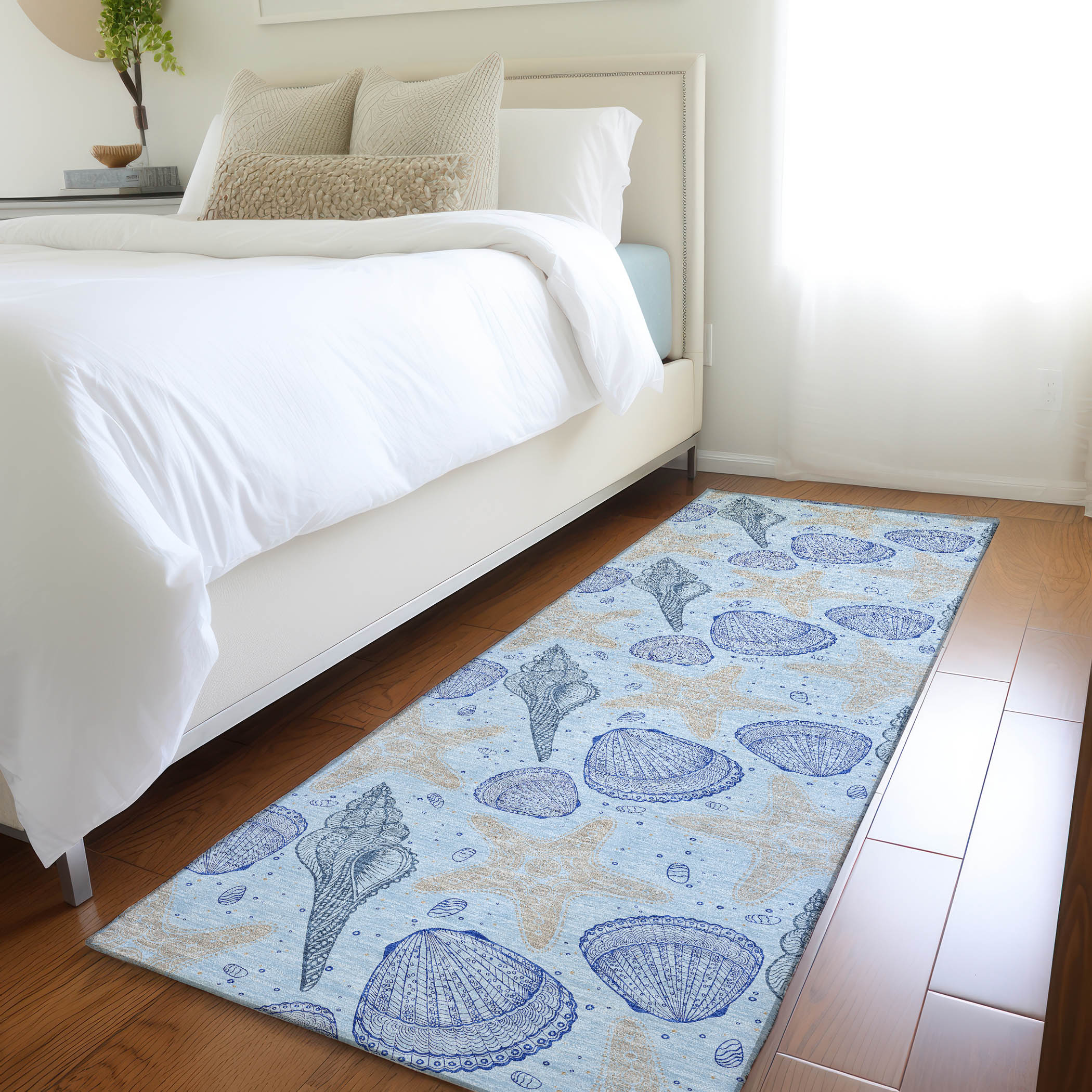 Addison Rugs AMF183BL2X8 Mayfield AMF183BL 2 x 7 (ft) Loomed Polyester Blue Rectangular Indoor Geometric Machine washable Area rug