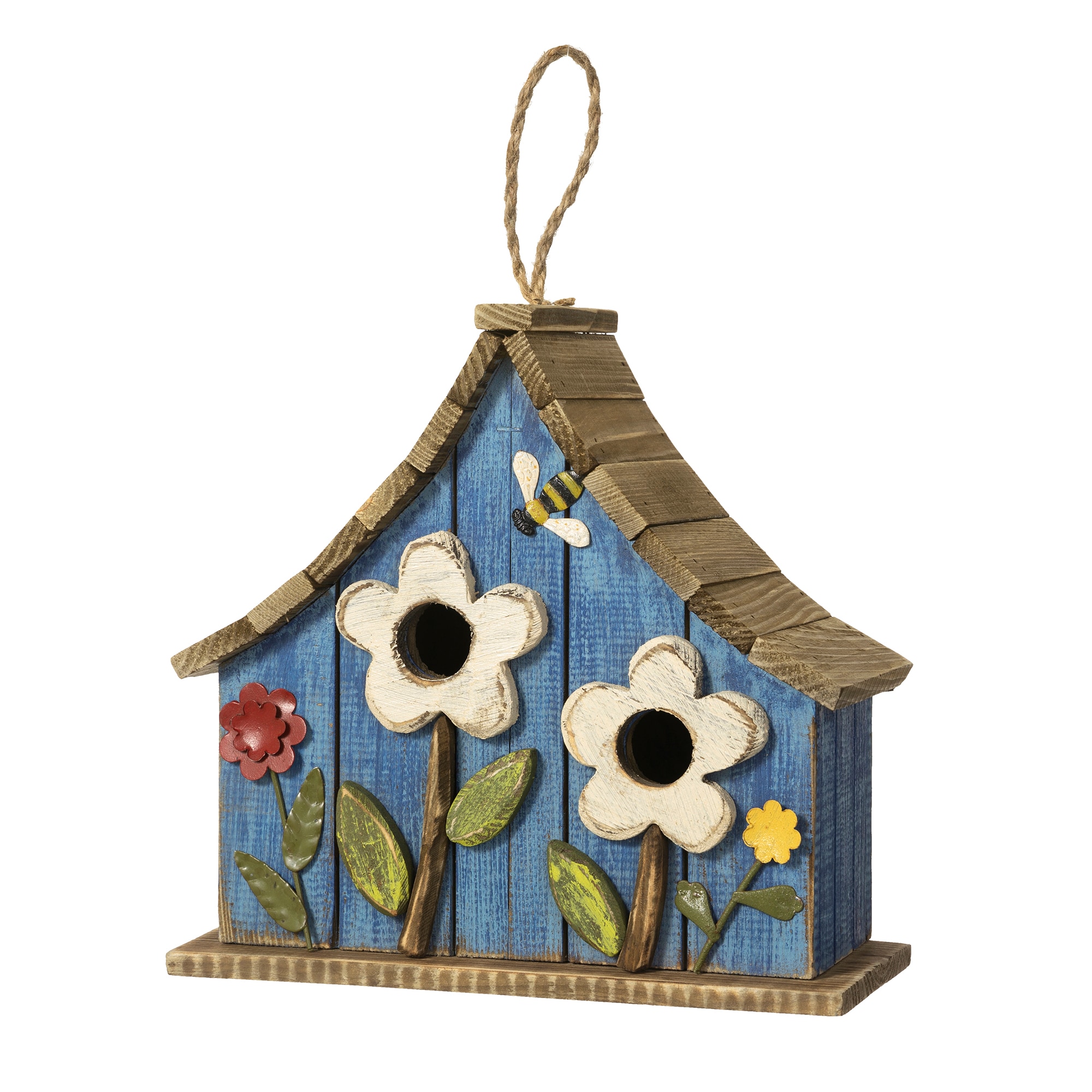 BIRD & FLOWERS RESIN INDOOR/OUTDOOR THERMOMETER WALL HANGING